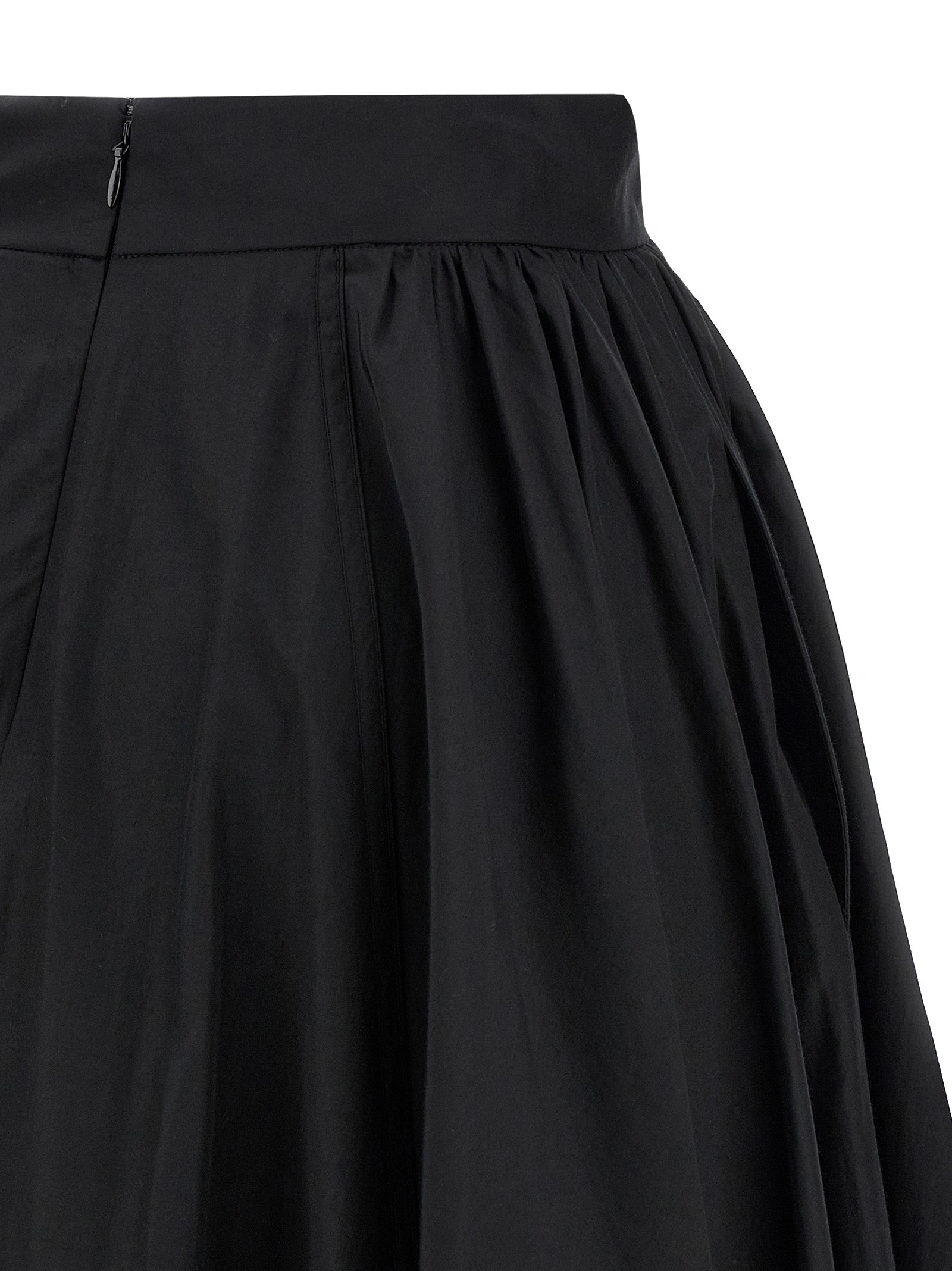 Skirt by The Andamane for women in cotton polyester black features a sublime silhouette, showcasing the sublime design of the Women's Cotton Polyester Skirt in a sophisticated mini.