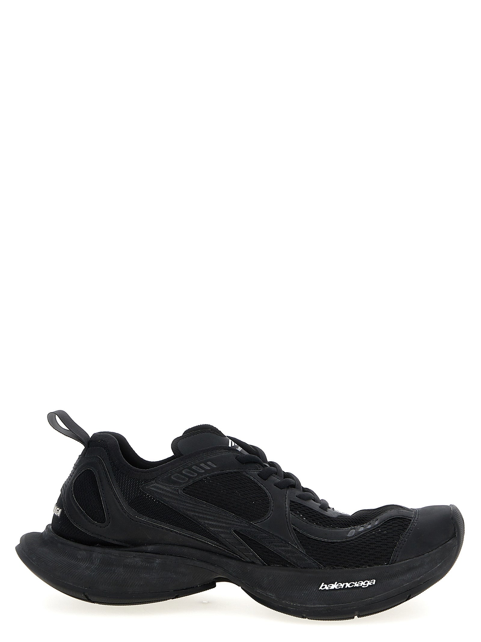 Athletic Sneakers by Balenciaga for men in tu polyester polyurethane & nylon black showcases a architectural silhouette, artfully capturing the essence of the Men's Athletic TU Polyester Polyurethane & Nylon Sneakers with its signature architectural athletic style construction.