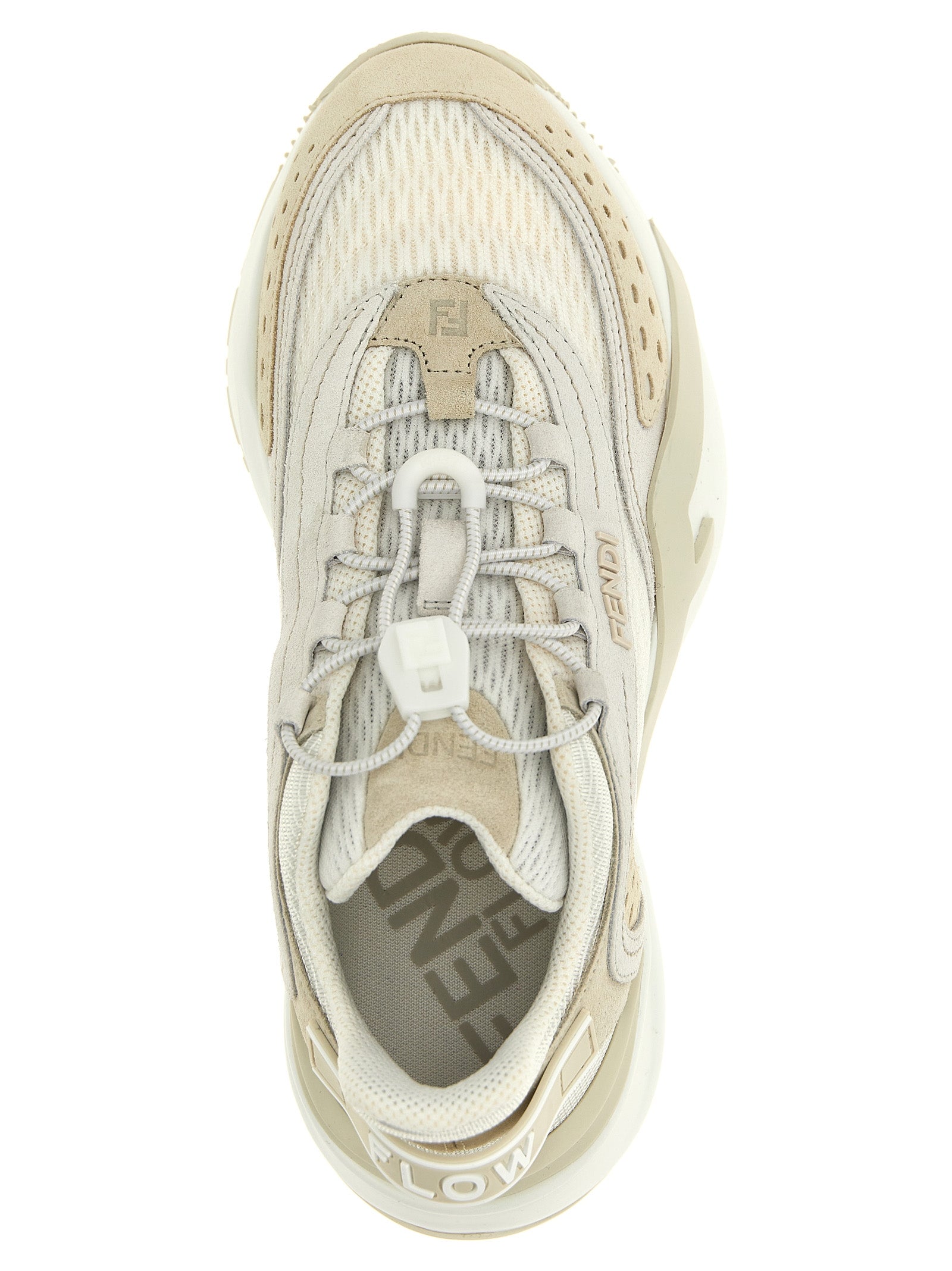 Athletic Sneakers by Fendi for women in polyester polyurethane suede leather white features an effortless chic silhouette, showcasing the signature athletic style of the Flow Women's Athletic Polyester Polyurethane Suede Leather Sneakers collection with a truly effortless chic finish.