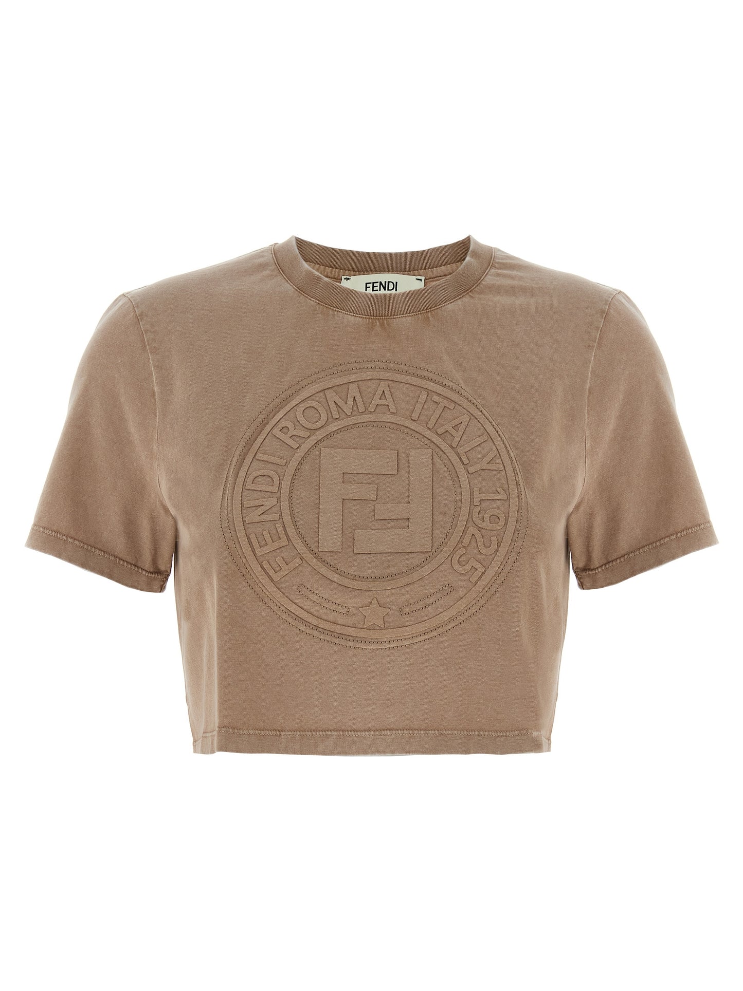 T-Shirt by Fendi for women in cotton brown features an on trend silhouette, perfectly showcasing a on trend short-sleeve and crew neckline for an elevated aesthetic.