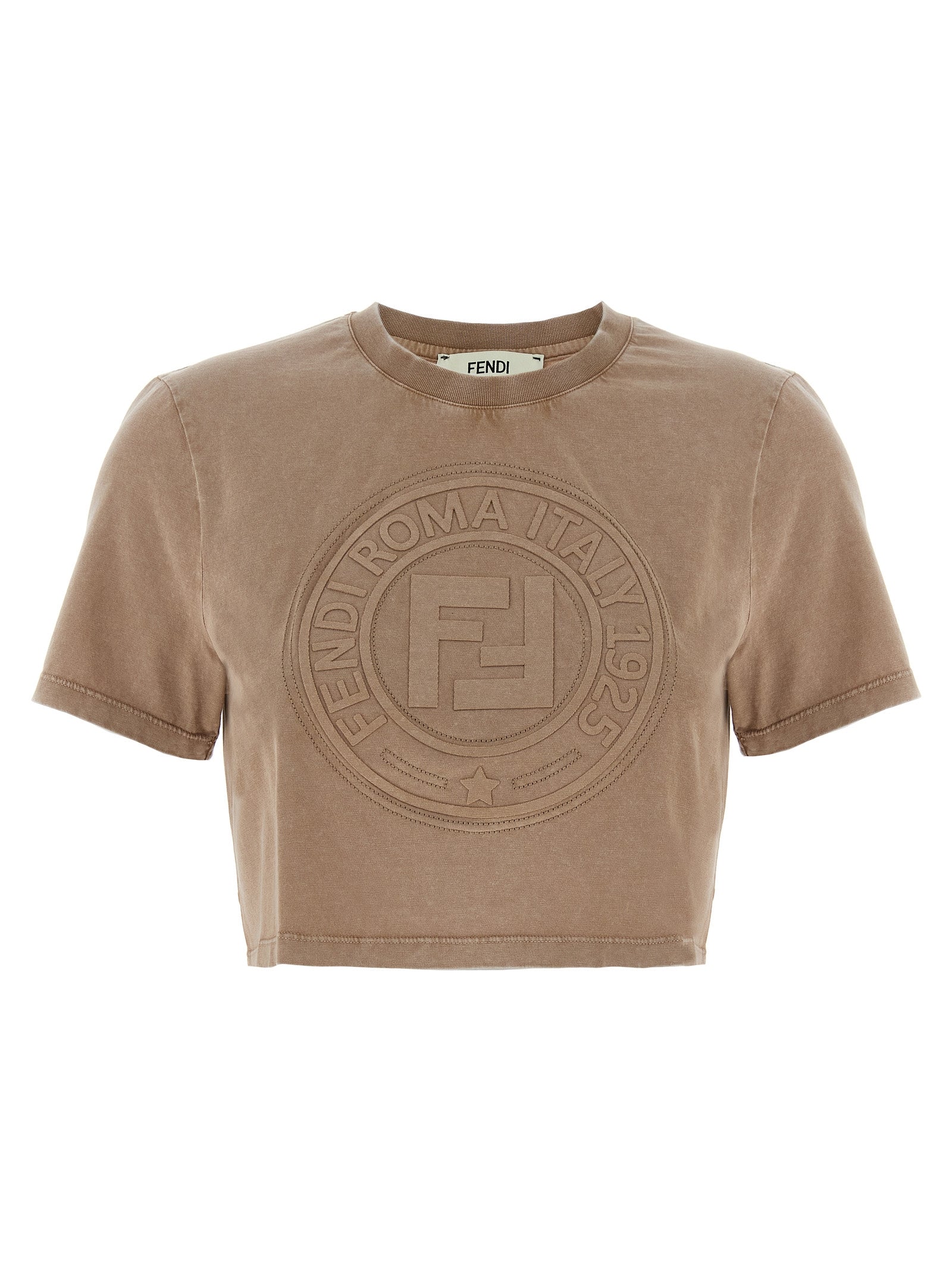T-Shirt by Fendi for women in cotton brown features an on trend silhouette, perfectly showcasing a on trend short-sleeve and crew neckline for an elevated aesthetic.