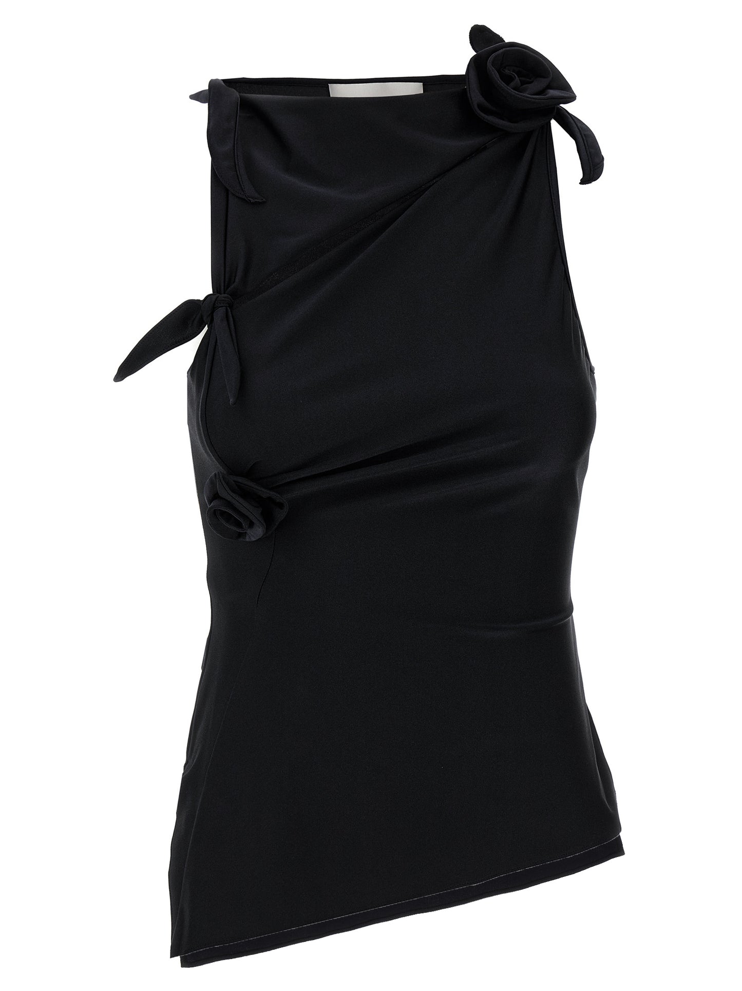 Tank Top by Coperni for women in stretch polyamide black & floral features an bespeak silhouette, showcasing an bespeak sleeveless and bespeak asymmetric neckline for a truly sophisticated look.