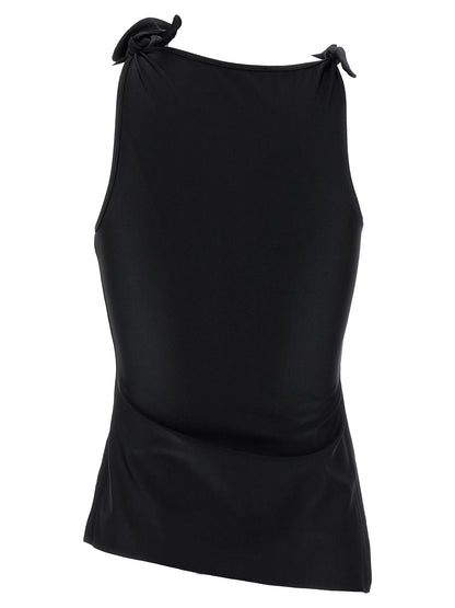 Tank Top by Coperni for women in stretch polyamide black & floral showcases a meticulous silhouette, artfully finished with a meticulous asymmetric neckline and for a sophisticated, meticulous look.