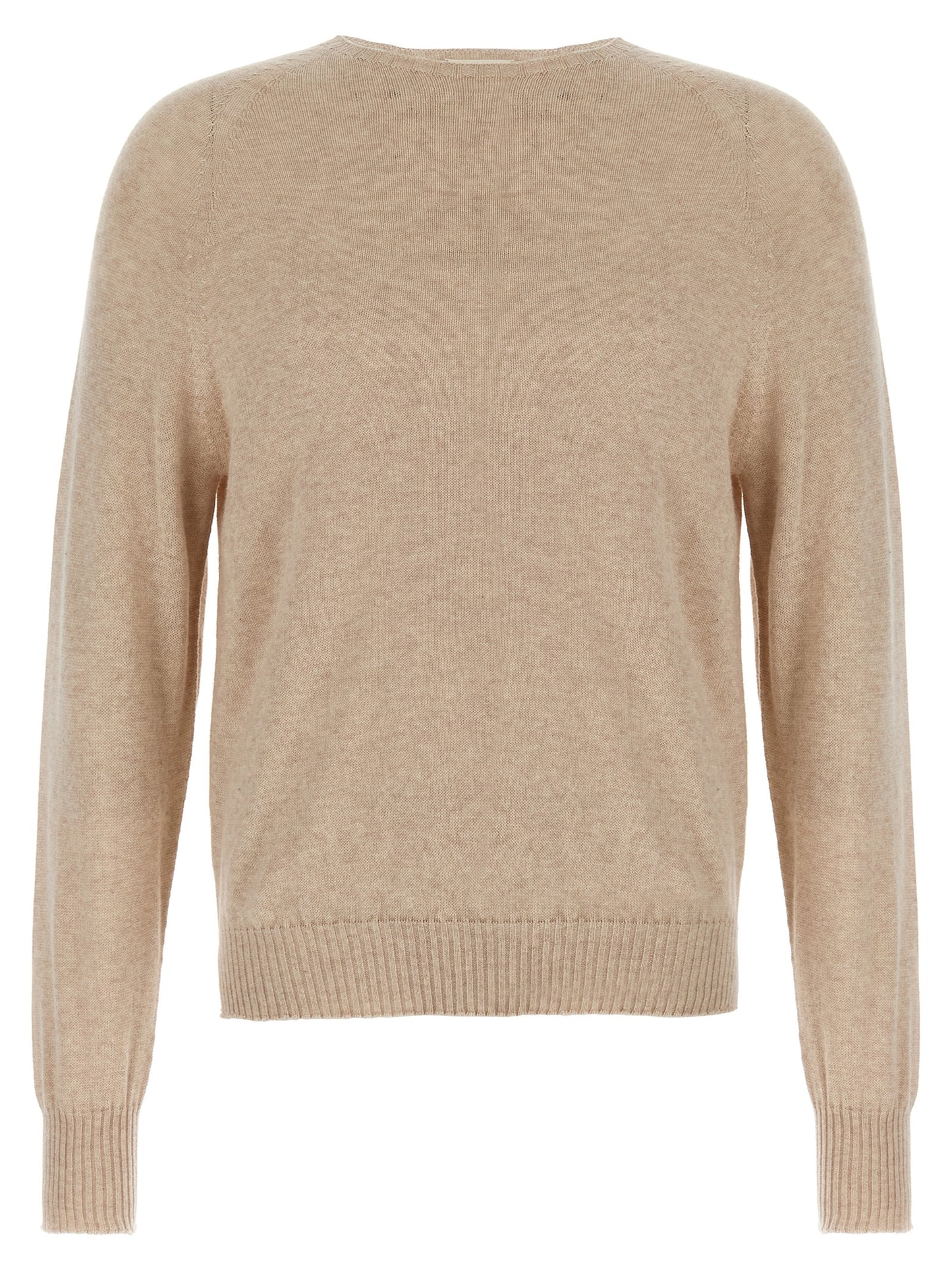 Cardigan by MA'RY'YA for men in modacrylic cotton & cashmere beige features an crisp silhouette, showcasing a sophisticated crew neckline and detail for a truly crisp finish.