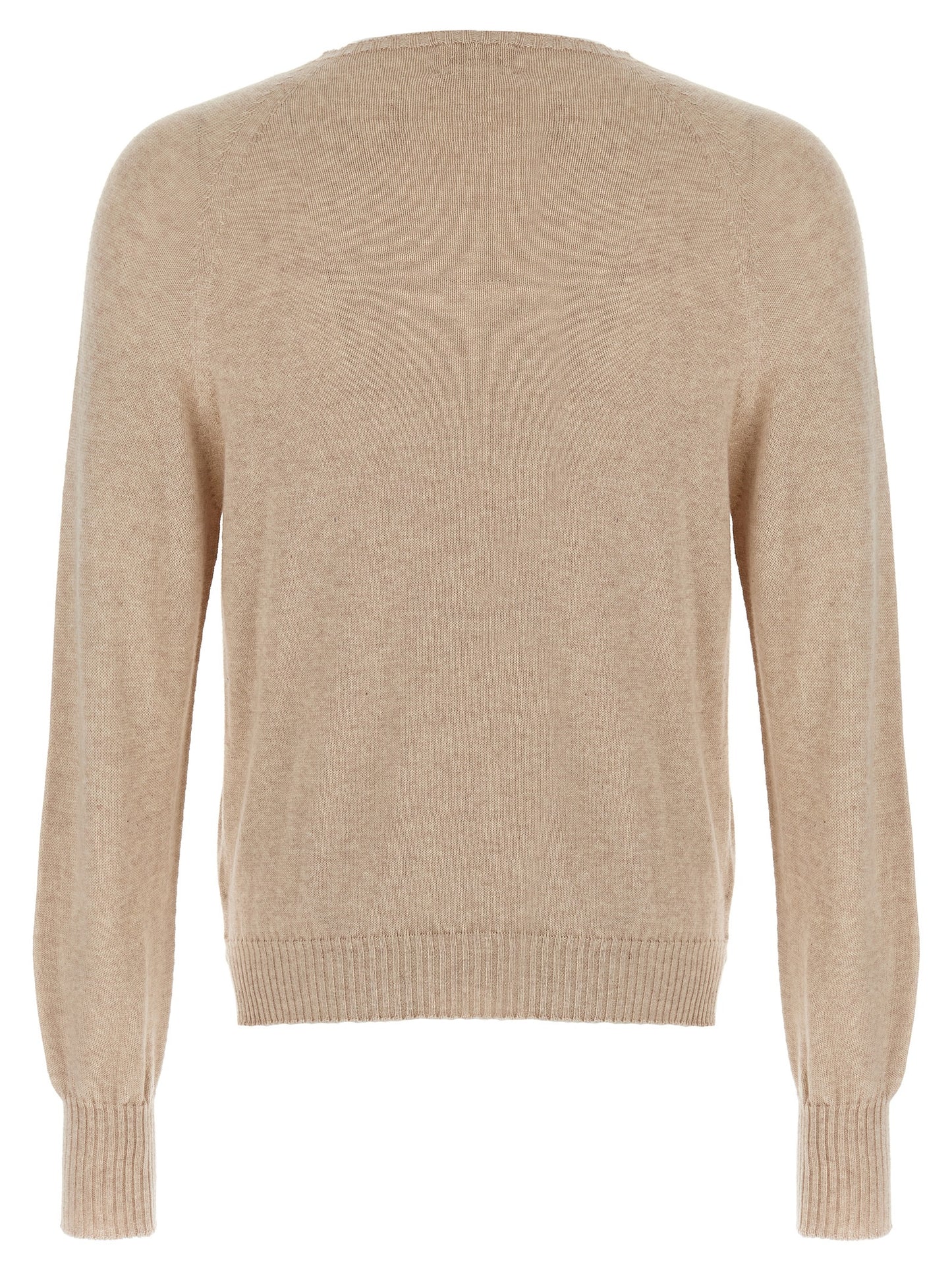Cardigan by MA'RY'YA for men in modacrylic cotton & cashmere beige features a nuanced silhouette with a refined crew neckline and nuanced detailing for a sophisticated look.