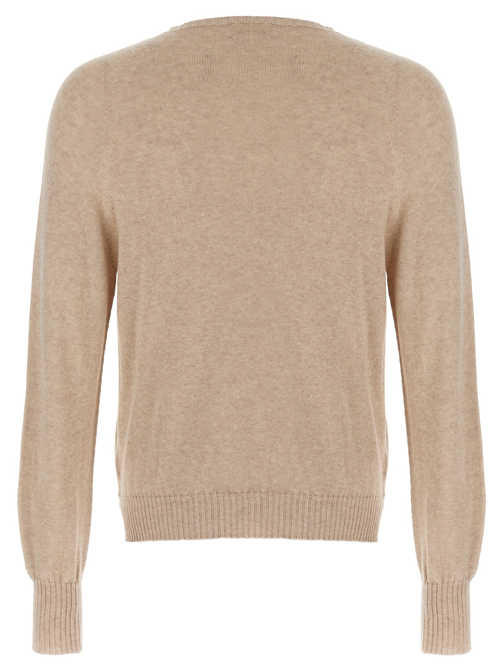 Cardigan by MA'RY'YA for men in modacrylic cotton & cashmere beige features a nuanced silhouette with a refined crew neckline and nuanced detailing for a sophisticated look.