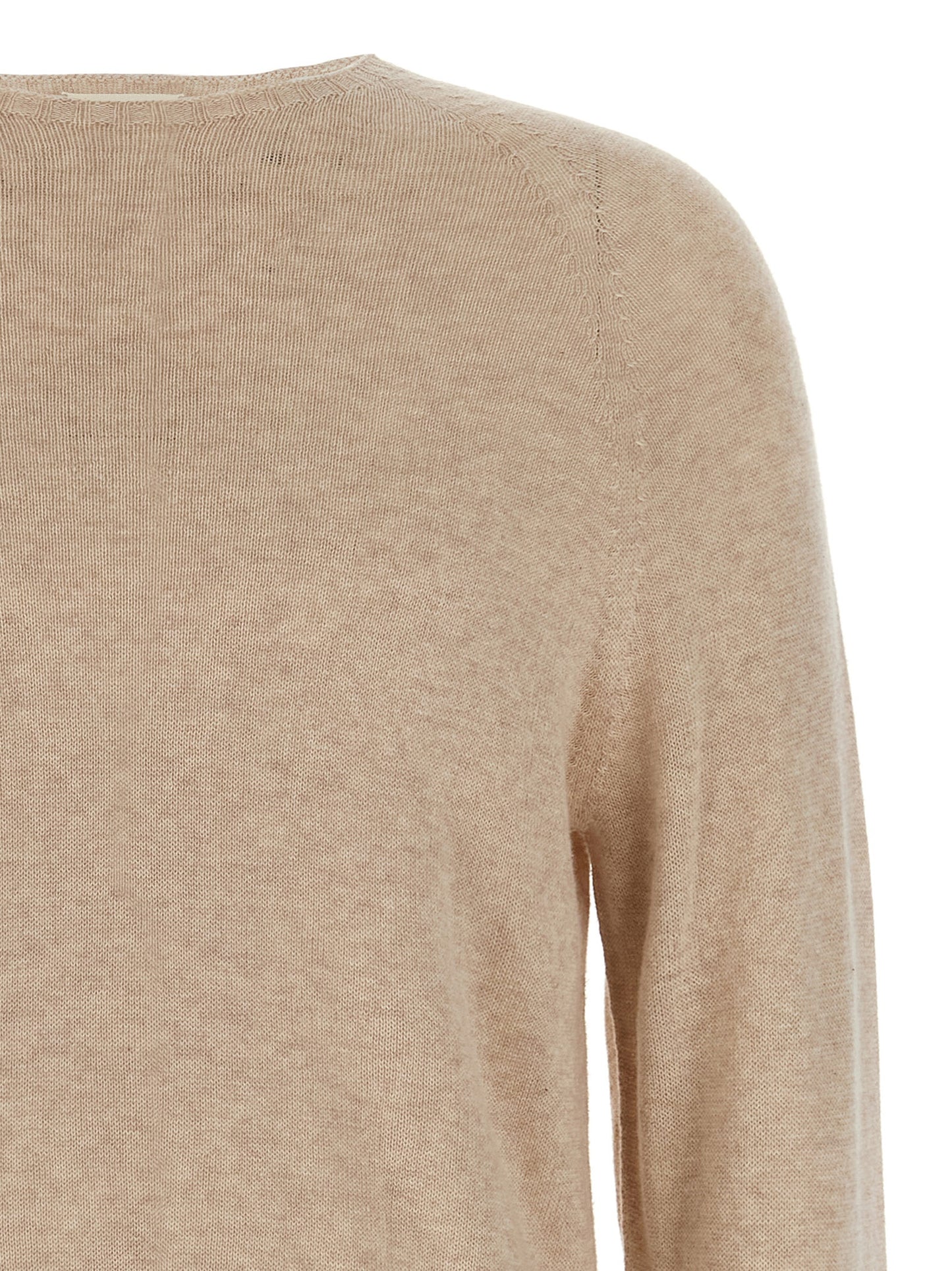 Cardigan by MA'RY'YA for men in modacrylic cotton & cashmere beige showcases a captivating silhouette, artfully detailed with a captivating and crew neckline for a truly sophisticated captivating look.