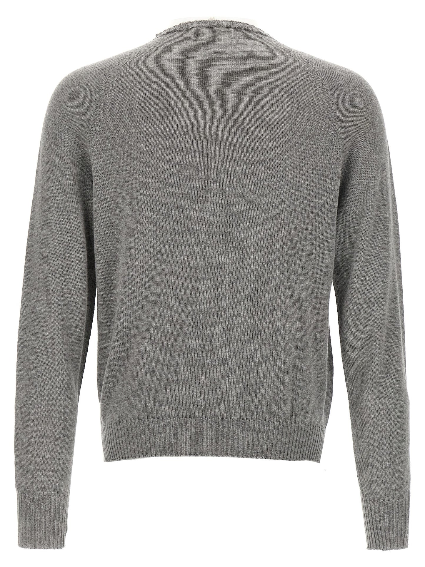 Cardigan by MA'RY'YA for men in modacrylic cotton & cashmere gray showcases a luxurious silhouette, meticulously detailed with a sophisticated crew neckline and for a refined finish.
