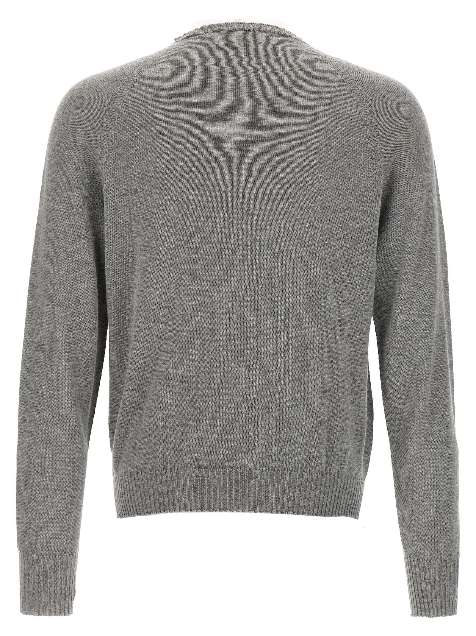 Cardigan by MA'RY'YA for men in modacrylic cotton & cashmere gray showcases a luxurious silhouette, meticulously detailed with a sophisticated crew neckline and for a refined finish.