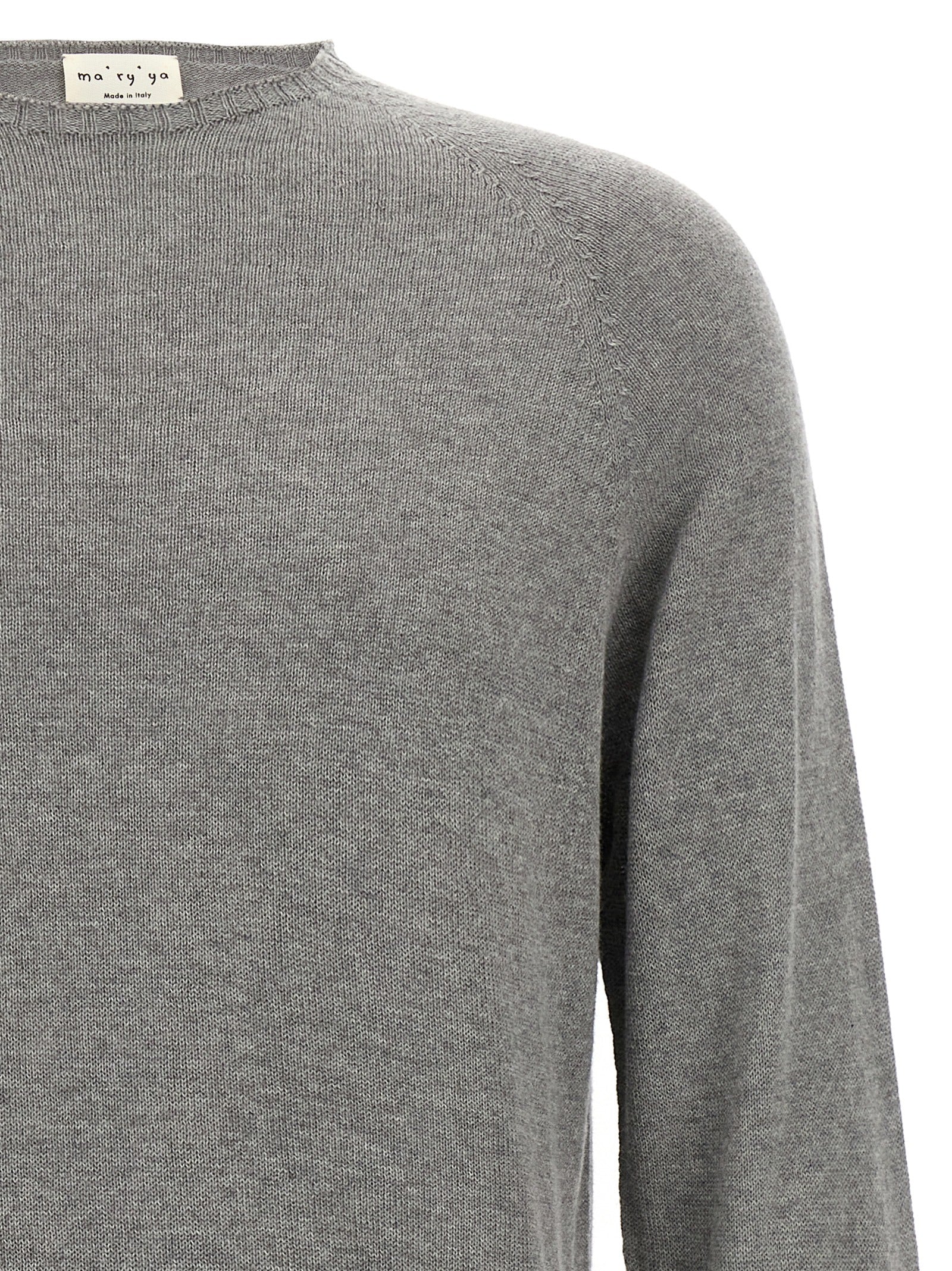 Cardigan by MA'RY'YA for men in modacrylic cotton & cashmere gray presents a textural silhouette, artfully finished with a textural crew neckline and for a sophisticated, textural look.