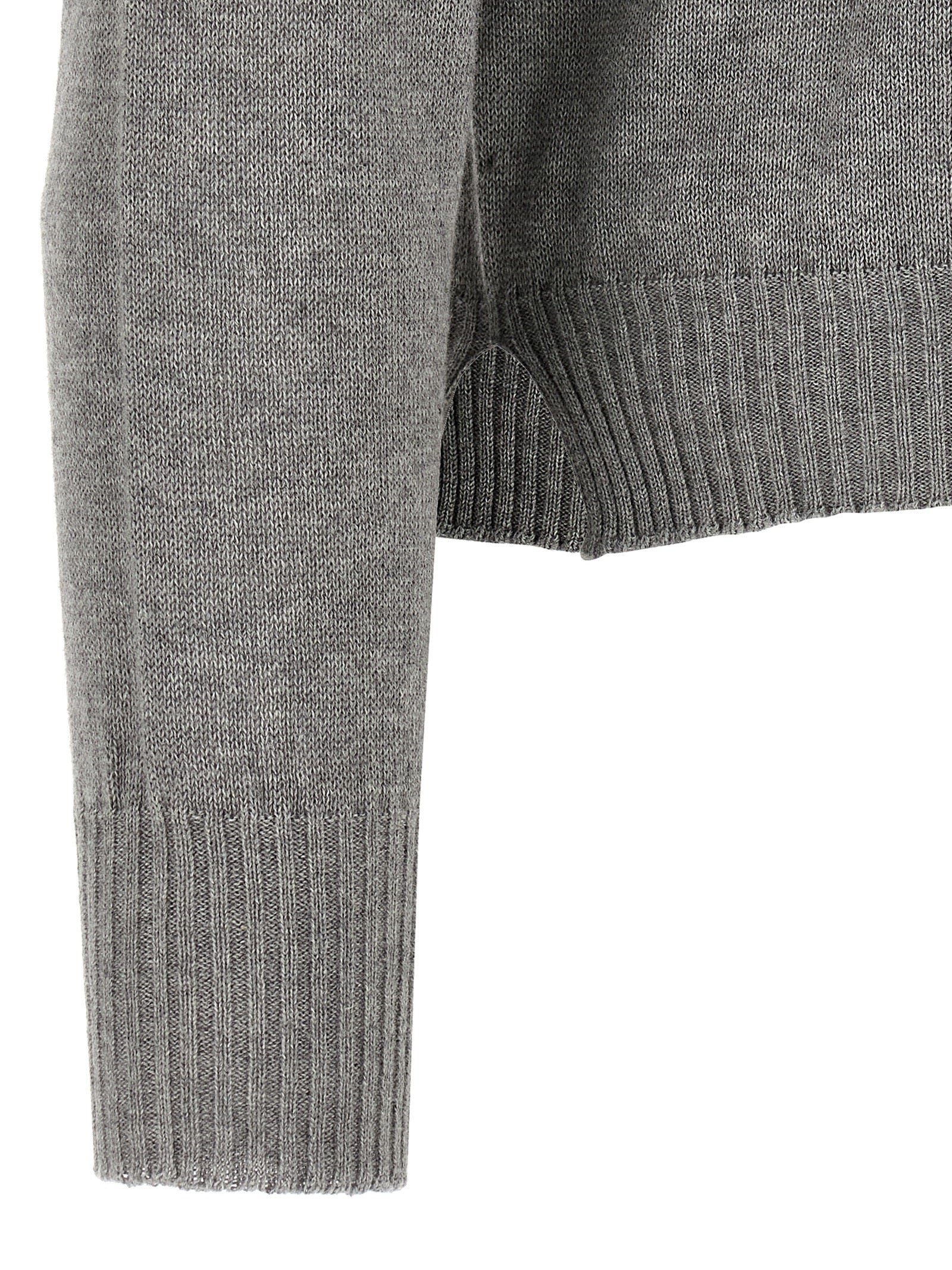 Cardigan by MA'RY'YA for men in modacrylic cotton & cashmere gray features an impeccable silhouette, showcasing a sophisticated crew neckline and detail for a truly impeccable finish.