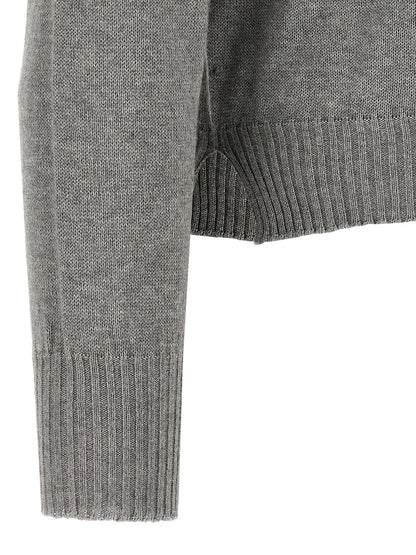 Cardigan by MA'RY'YA for men in modacrylic cotton & cashmere gray features an impeccable silhouette, showcasing a sophisticated crew neckline and detail for a truly impeccable finish.