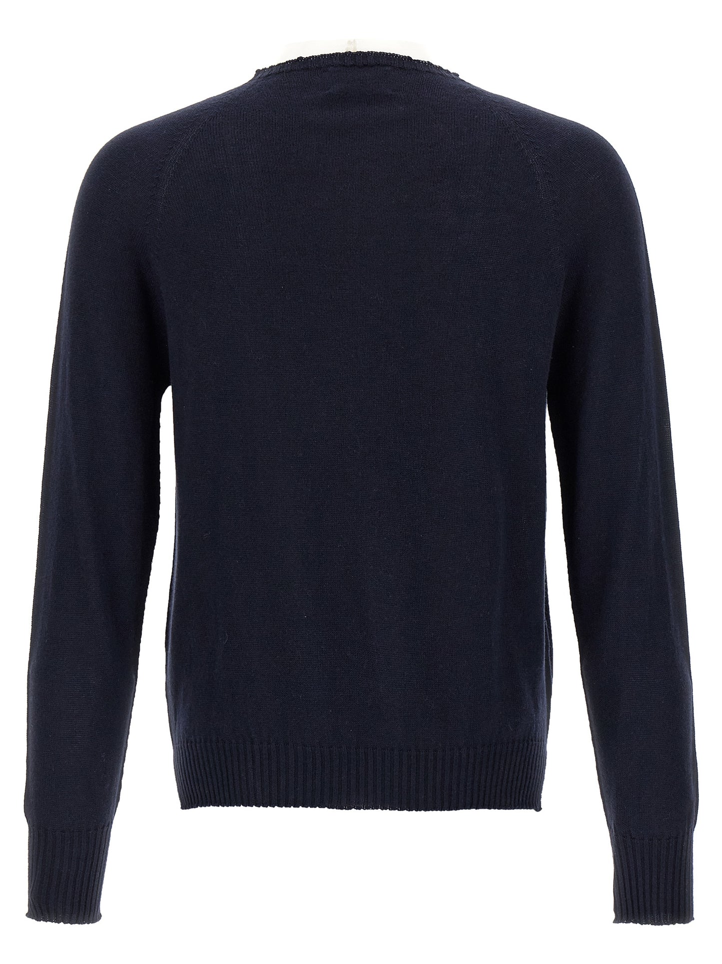 Cardigan by MA'RY'YA for men in modacrylic cotton & cashmere blue presents a textural silhouette, artfully finished with a textural wrap crew neckline and for a sophisticated, textural look.