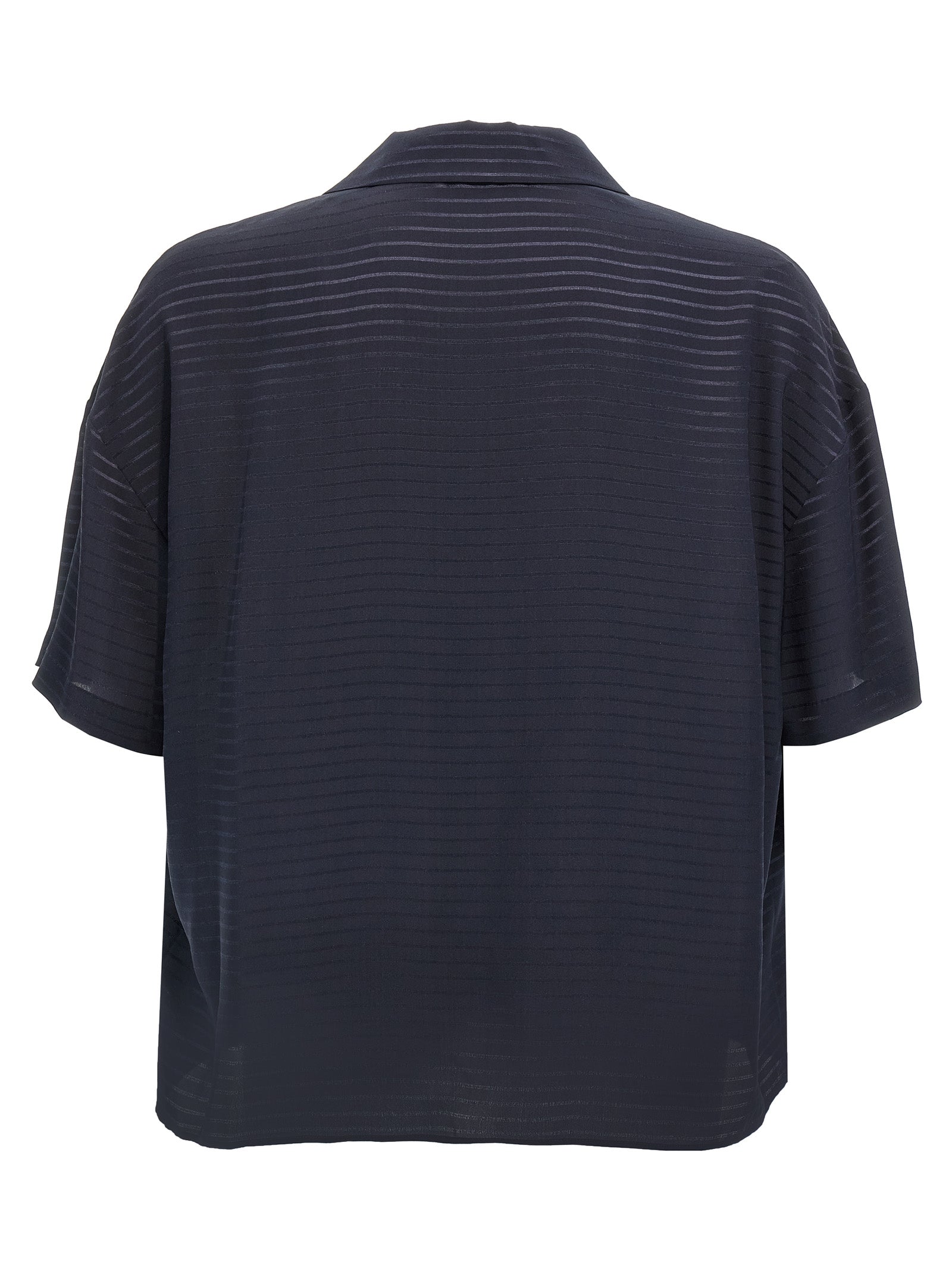 Polo Shirt by Saint Laurent for men in silk blue, patterned & striped presents a distinguished silhouette, showcasing a sophisticated v-neck neckline and distinguished for a truly distinguished finish.