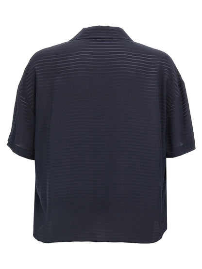 Polo Shirt by Saint Laurent for men in silk blue, patterned & striped presents a distinguished silhouette, showcasing a sophisticated v-neck neckline and distinguished for a truly distinguished finish.