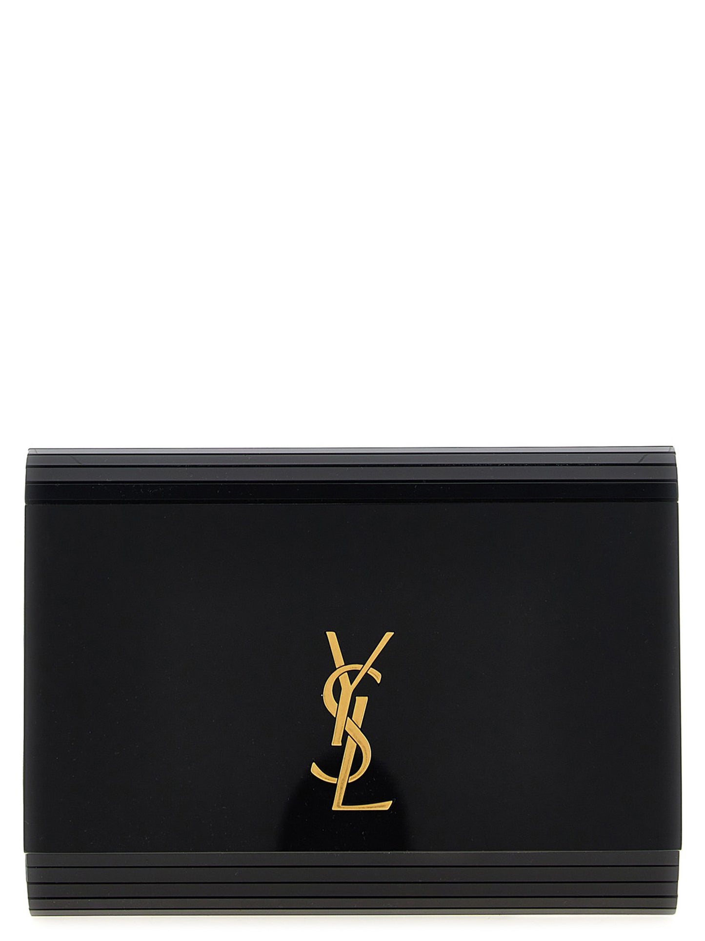 Crossbody Evening Flap Handbag by Saint Laurent for women in wool plastic suede leather & plexiglass black features a transformative elegance silhouette, showcasing a secure flap & magnetic, organized , and versatile crossbody-strap, shoulder-strap & detachable-strap for a transformative elegance look.
