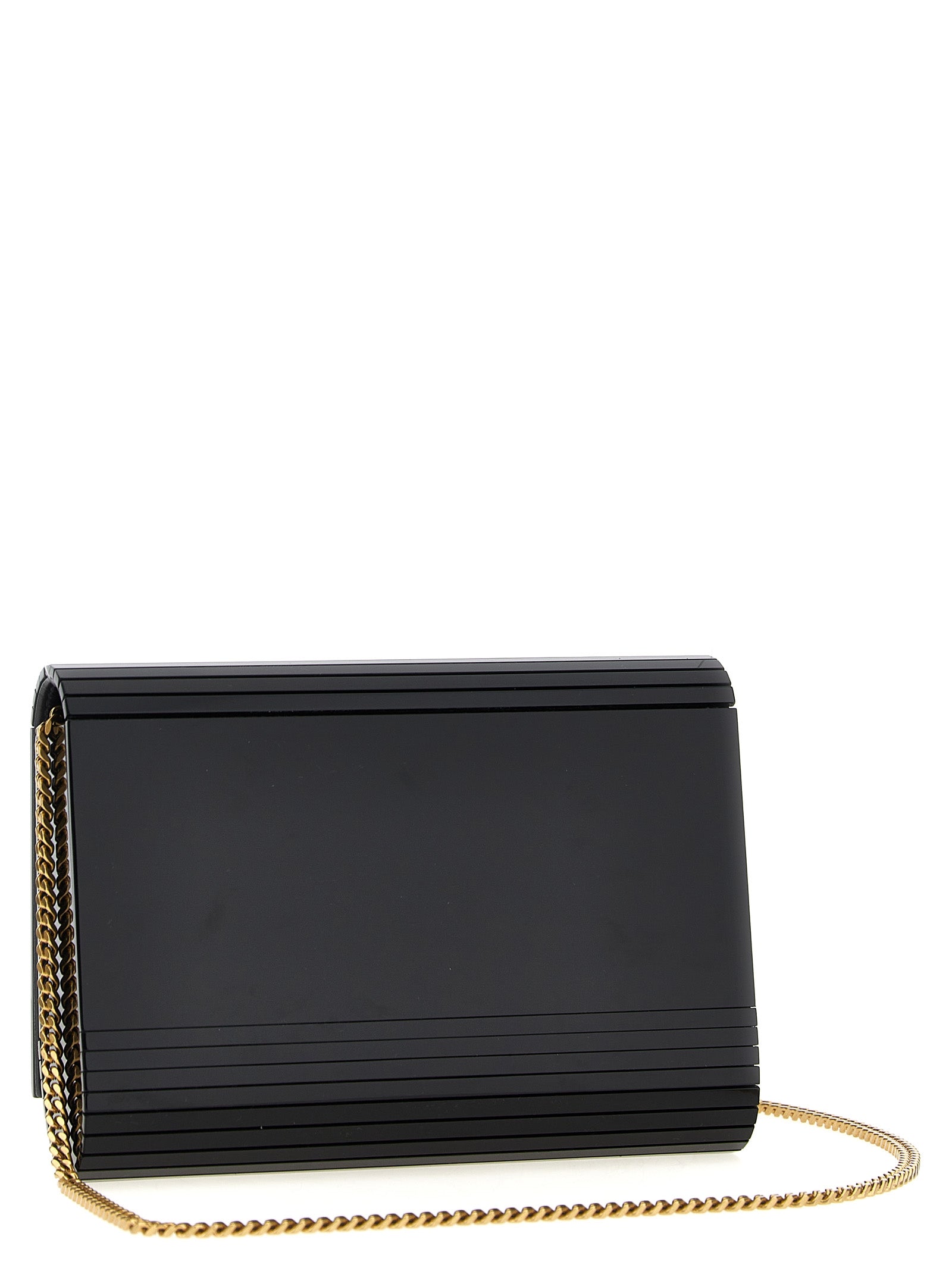 Crossbody Evening Flap Handbag by Saint Laurent for women in wool plastic suede leather & plexiglass black features a versatile chic silhouette, meticulously detailed with a secure flap & magnetic, ample , and versatile crossbody-strap, shoulder-strap & detachable-strap.
