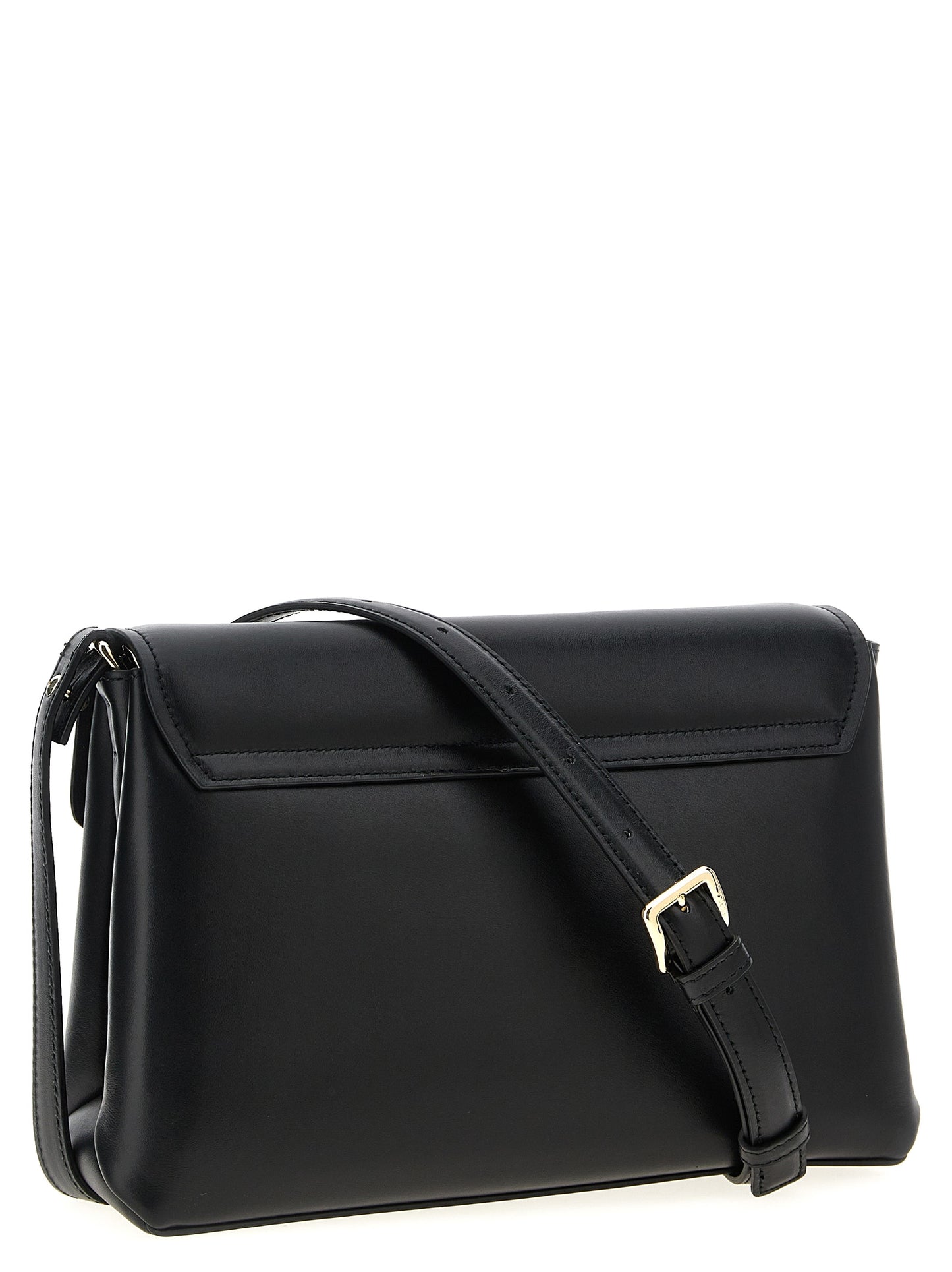 Shoulder Evening Saddle Bag by Furla for women in leather & metal black & signature presents a versatile silhouette, showcasing a secure flap and versatile with versatile shoulder-strap, adjustable-strap & handle for a sophisticated look.
