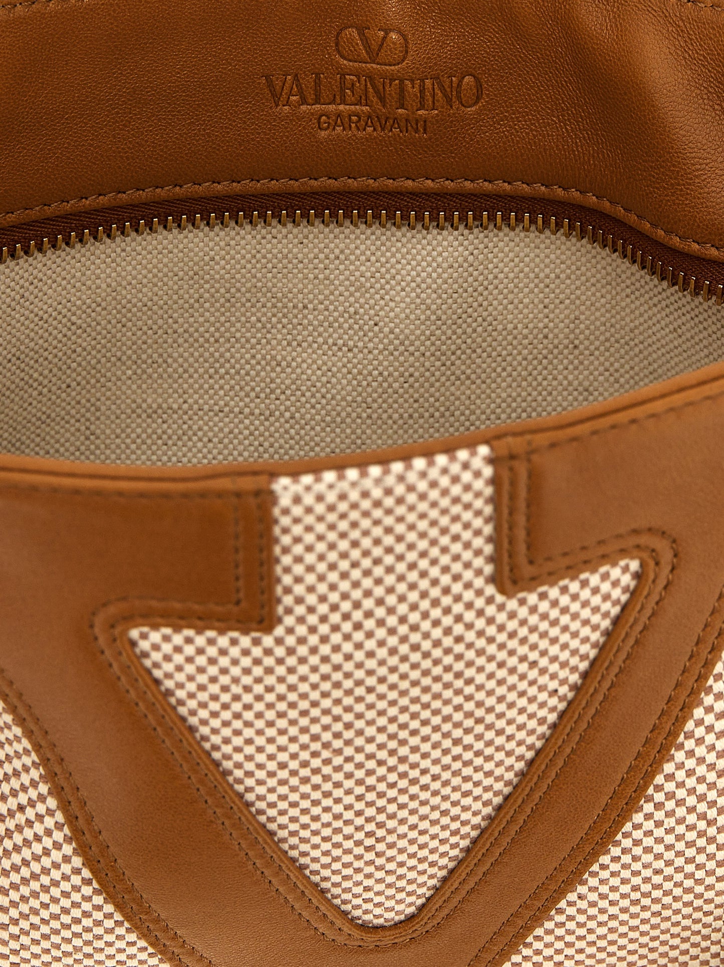 Small Shopper Tote Bag by Valentino Garavani for women in cotton polyester canvas beige & signature features an jet-set-ready silhouette, showcasing the Viva Superstar V Logo Cotton Polyester Canvas Small Shopper Tote Bag design with a secure zipper, ample , and versatile handle.