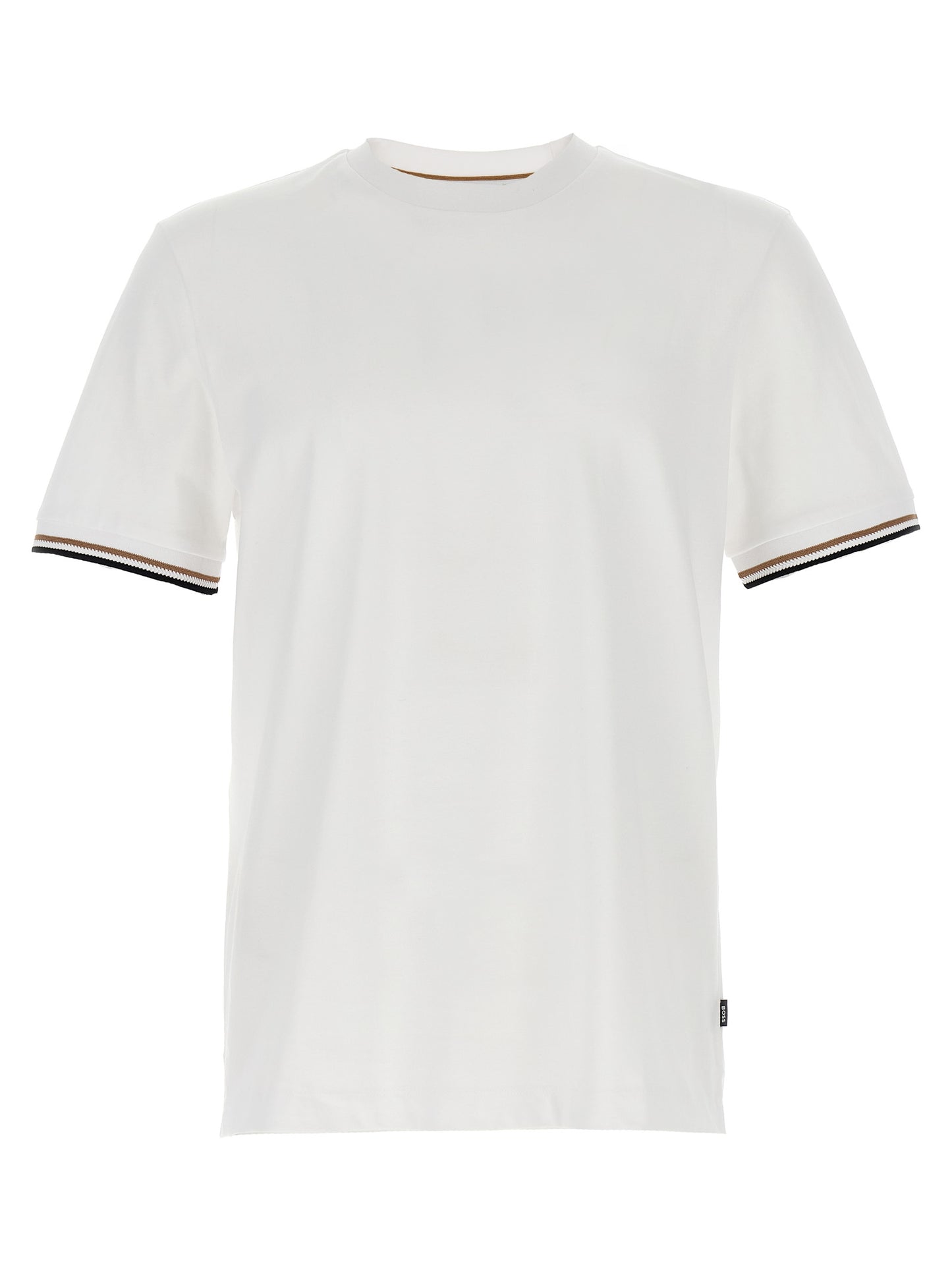 T-Shirt by Hugo Boss for men in cotton white showcases a chic silhouette, artfully detailed with a chic crew neckline and for a chic finish.