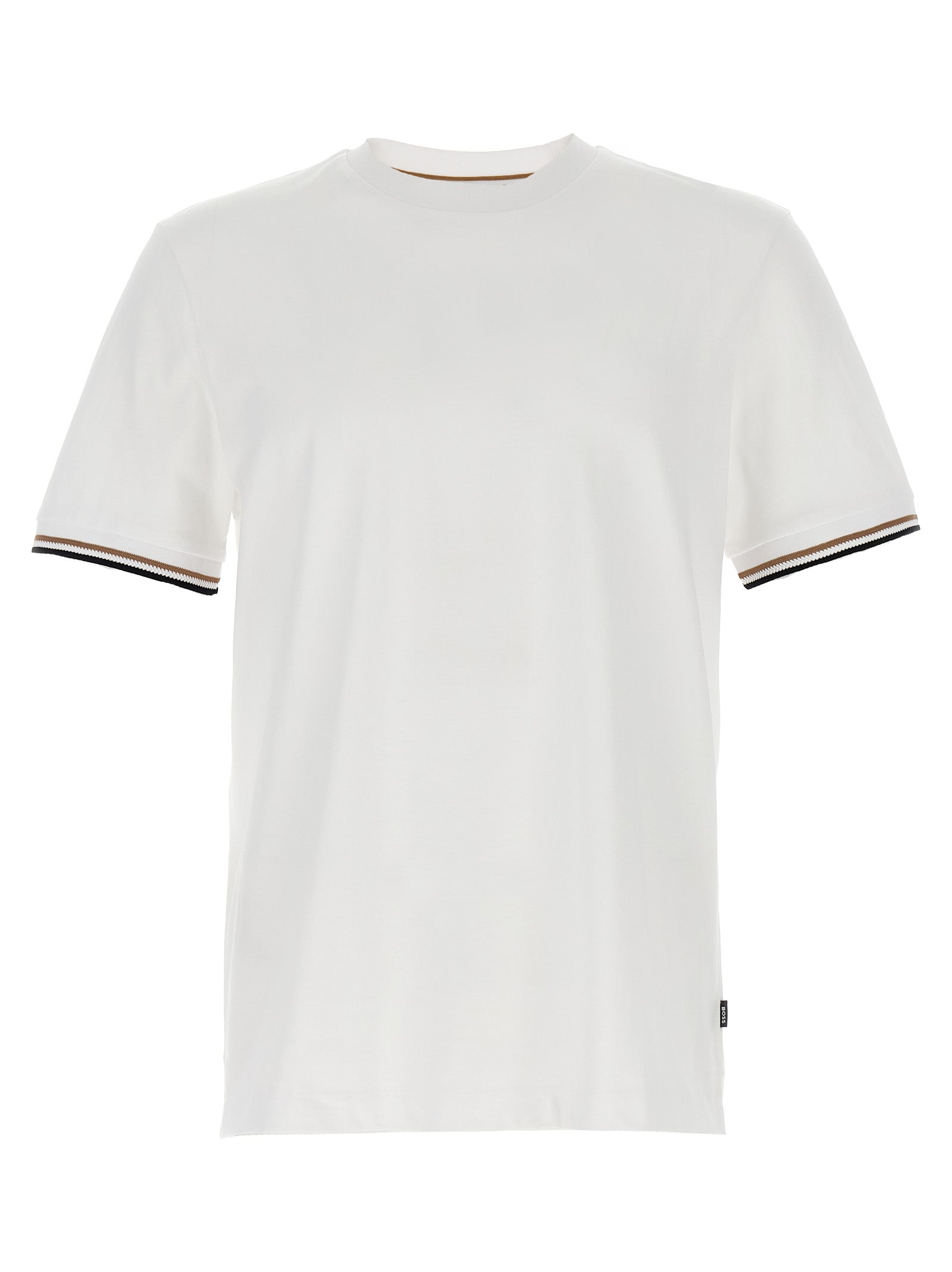T-Shirt by Hugo Boss for men in cotton white showcases a chic silhouette, artfully detailed with a chic crew neckline and for a chic finish.