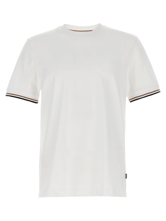 T-Shirt by Hugo Boss for men in cotton white showcases a chic silhouette, artfully detailed with a chic crew neckline and for a chic finish.