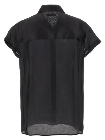 Blouse by Khaite for women in silk black & transparent, featuring a nuanced and nuanced for a sophisticated finish.