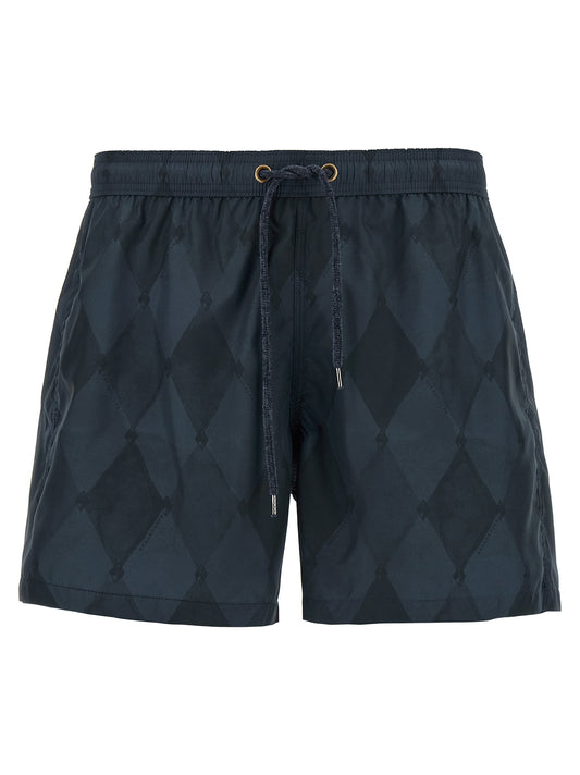 Swim Shorts from Ballantyne for men in polyester blue & patterned features an sleek silhouette, showcasing the distinct style of the Men's Polyester Swim Shorts collection.