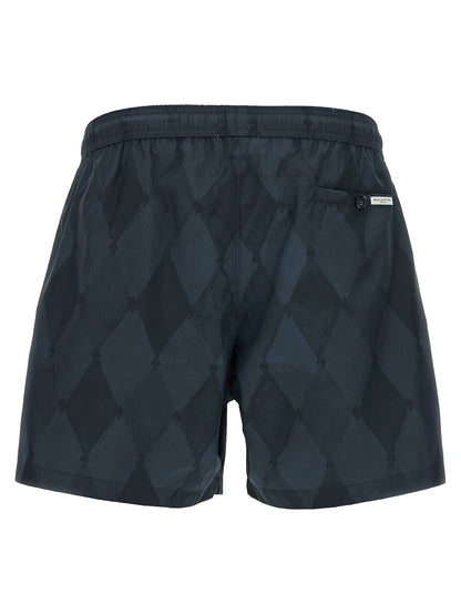 Swim Shorts by Ballantyne for men in polyester blue & patterned features a refined silhouette, showcasing the premium design of this Men's Polyester Swim Shorts.
