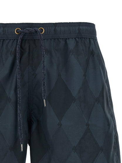 Swim Shorts by Ballantyne for men in polyester blue & patterned features a magnificent design, channeling the luxury vibe of Men's Polyester Swim Shorts.