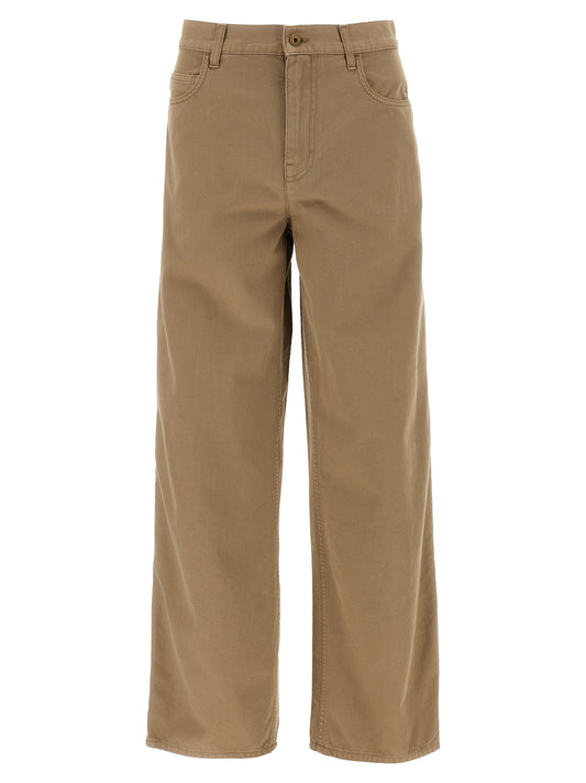 Casual Pants by Burberry for men in cotton canvas & leather beige features an sophisticated and straight-leg & regular-fit with a precise long, creating a sophisticated and sophisticated silhouette.