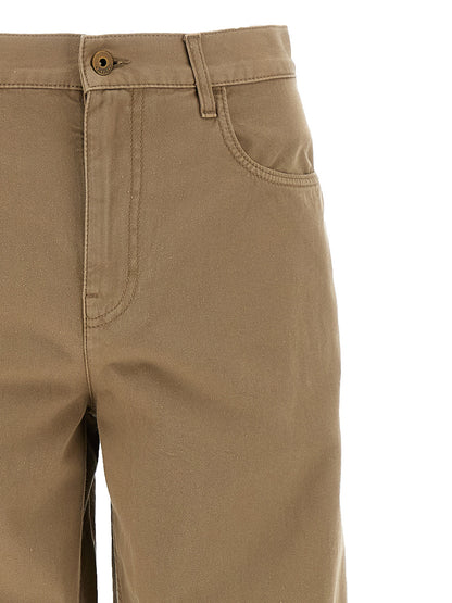Casual Pants by Burberry for men in cotton canvas & leather beige features an refined tailoring silhouette, showcasing a premium straight-leg & regular-fit with a and long cut for a refined tailoring look.