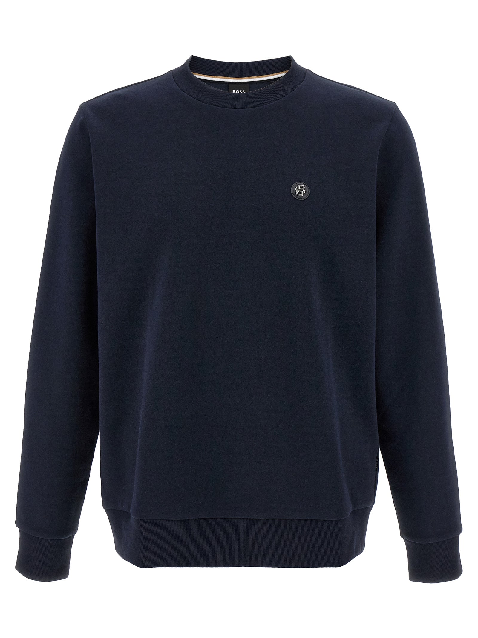 Sweatshirt by Hugo Boss for men in cotton polyester blue presents a smart casual silhouette, featuring a smart casual crew neckline and long-sleeve for a sophisticated look.