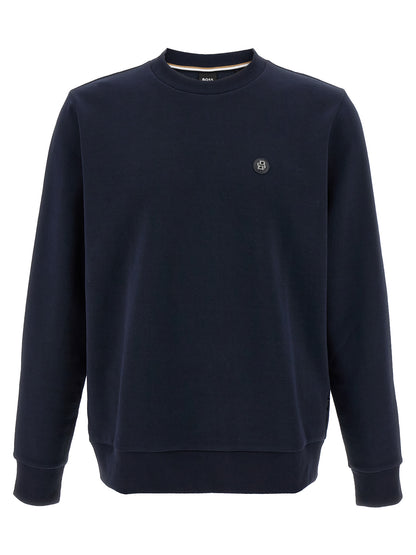 Sweatshirt by Hugo Boss for men in cotton polyester blue presents a smart casual silhouette, featuring a smart casual crew neckline and long-sleeve for a sophisticated look.