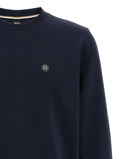 Sweatshirt by Hugo Boss for men in cotton polyester blue features a unrivaled silhouette with a refined crew neckline and unrivaled detailing for a sophisticated look.