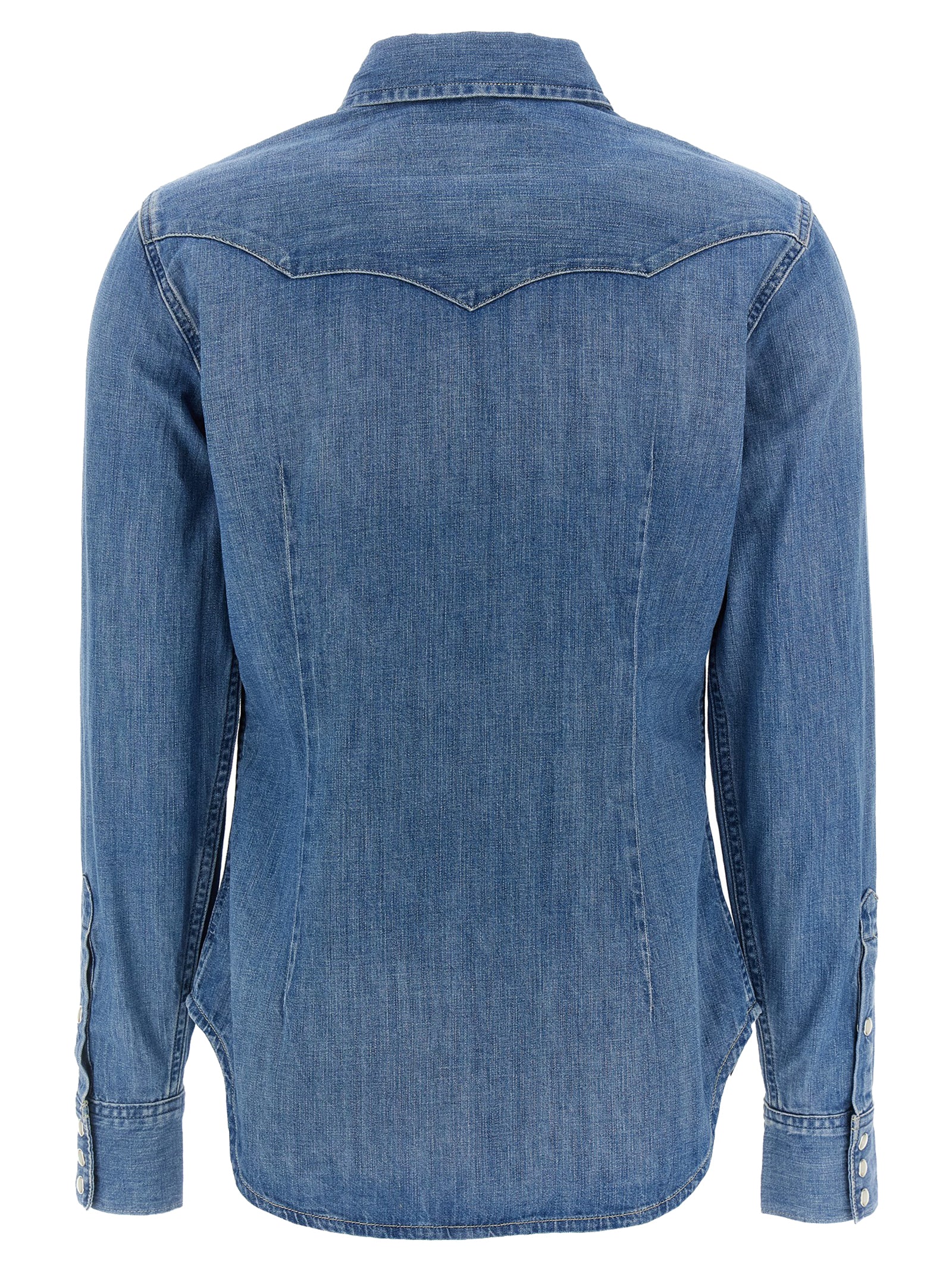 Blouse by Polo Ralph Lauren for women in denim cotton blue, featuring a nuanced and nuanced for a sophisticated finish.