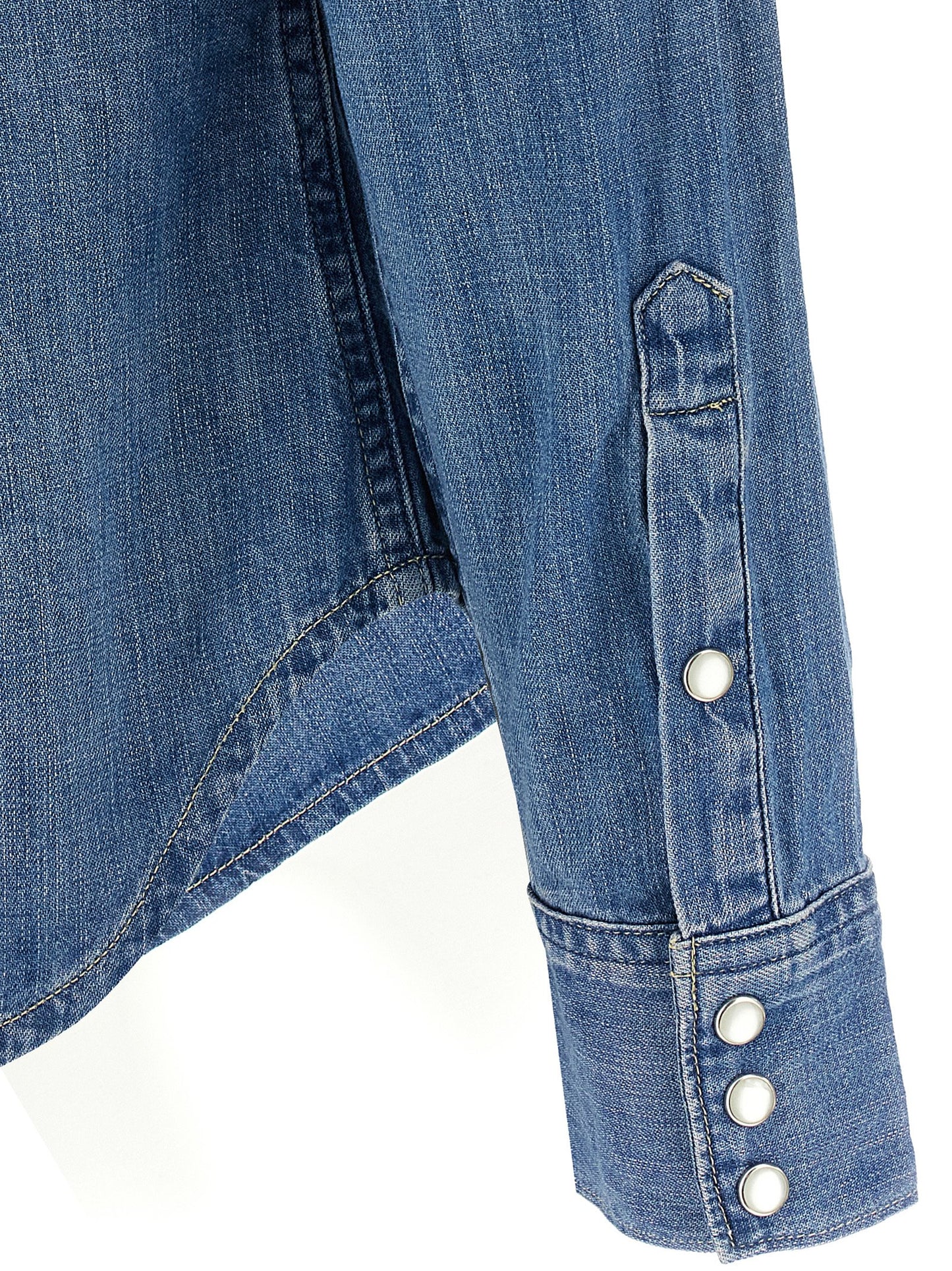 Blouse by Polo Ralph Lauren for women in denim cotton blue showcases a sleek silhouette, elegantly detailed with a sleek and for a sleek finish.