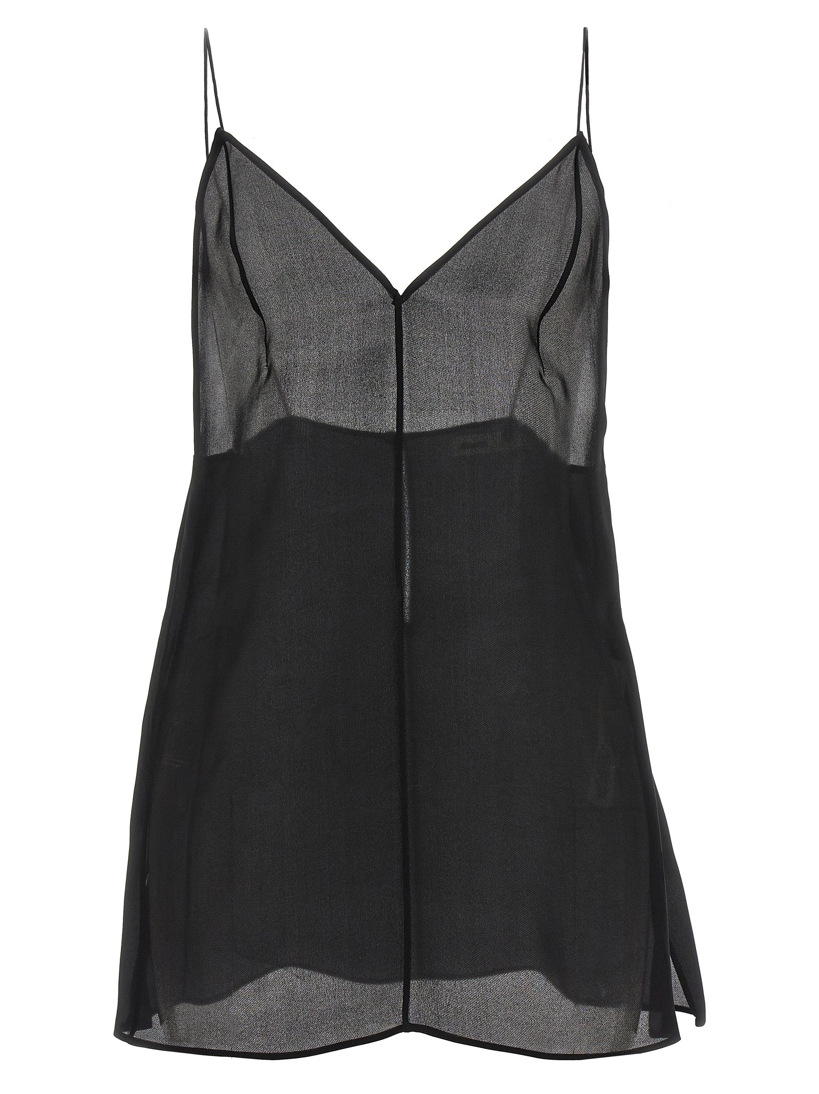Tank Top by Khaite for women in silk black & transparent presents a uncompromising silhouette, artfully detailed with a uncompromising v-neck square neckline and sleeveless for a sophisticated, uncompromising finish.