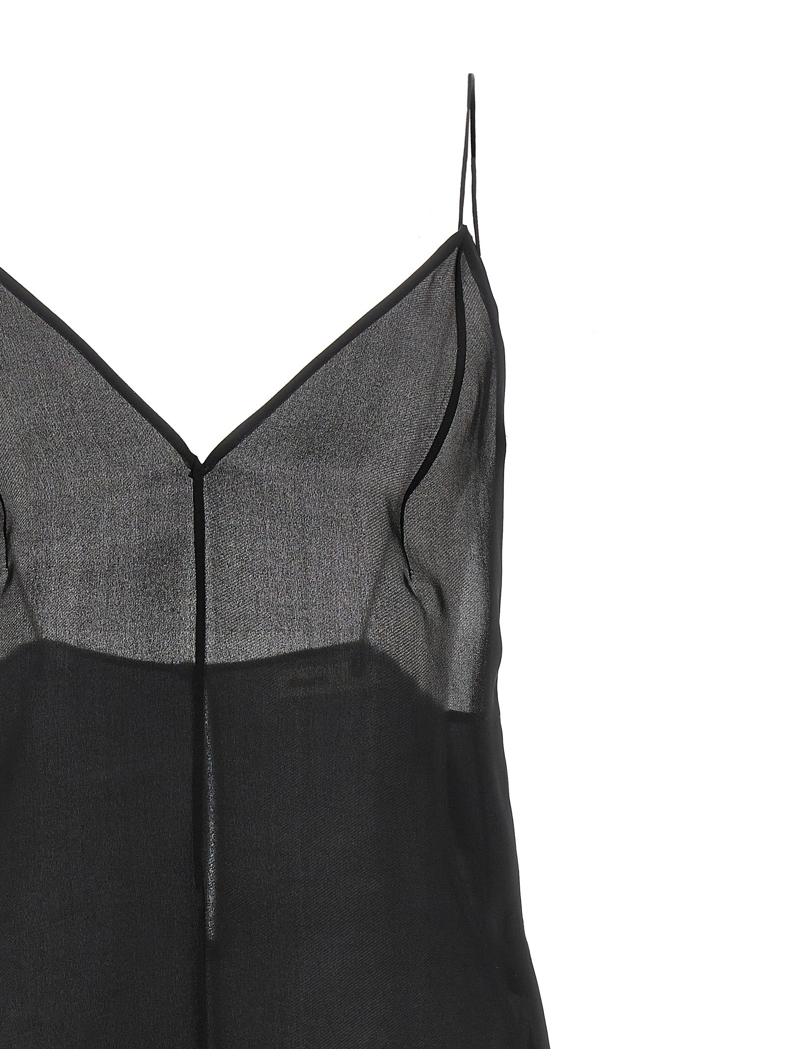 Tank Top by Khaite for women in silk black & transparent features an bespeak silhouette, showcasing an bespeak and bespeak v-neck square neckline for a truly sophisticated look.