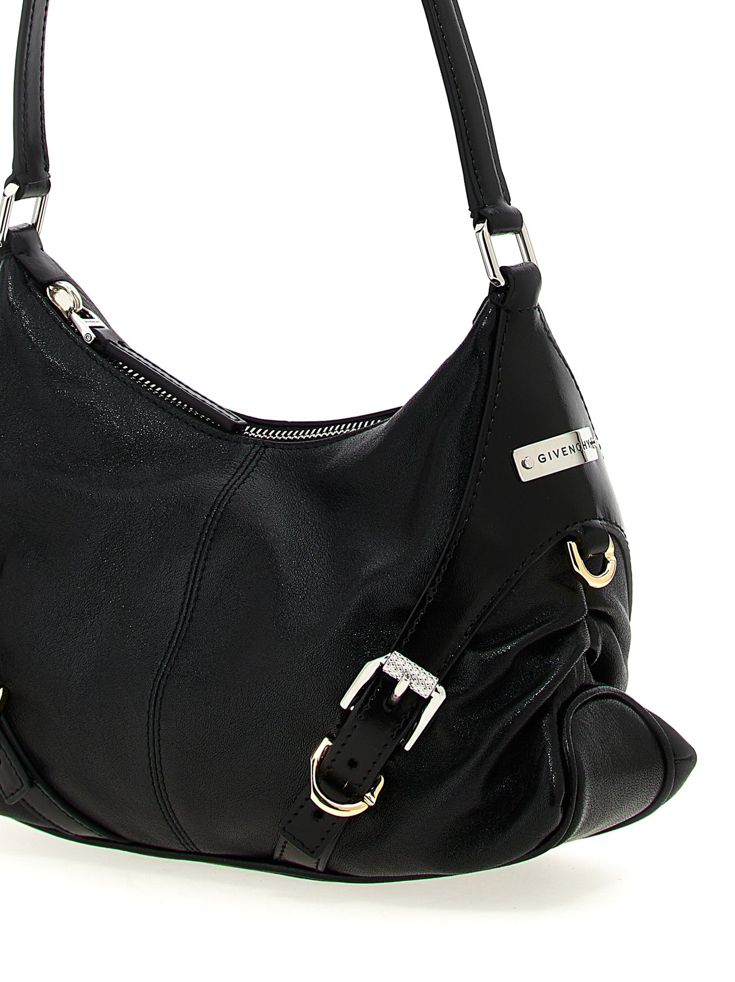 Shoulder Bag by Givenchy for women in polyester & lamb leather black features a effortless chic silhouette with a secure zipper & buckle, ample , and versatile shoulder-strap & handle for a effortless chic finish.