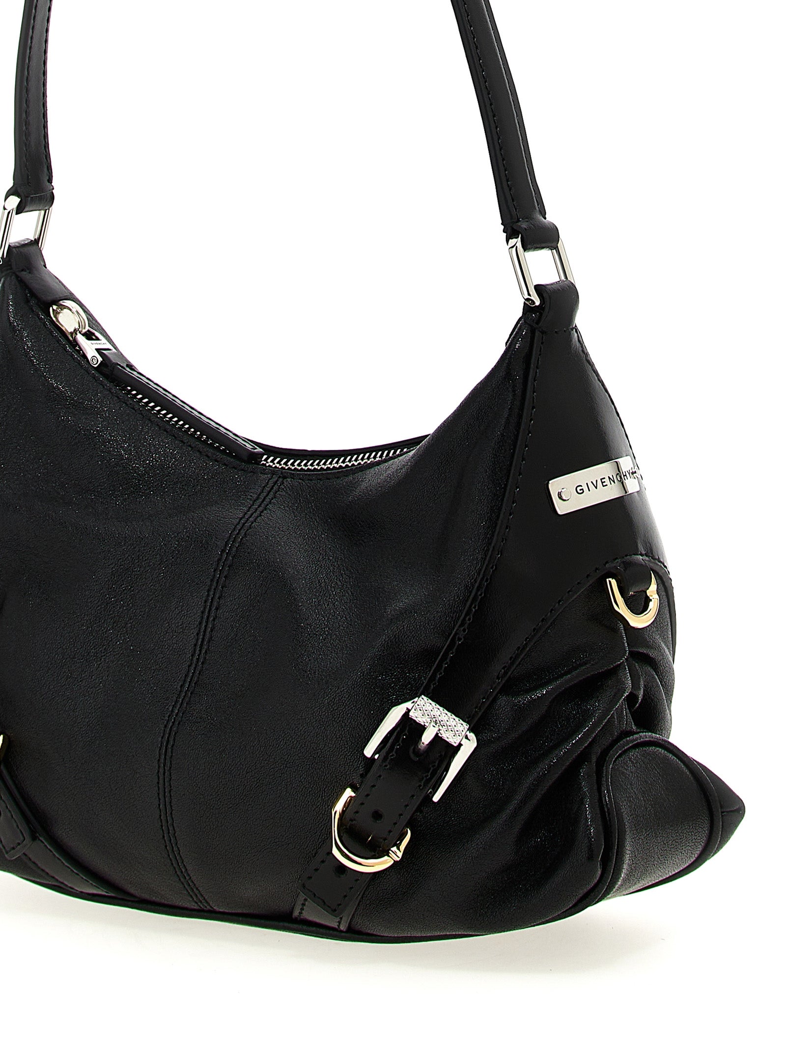 Shoulder Bag by Givenchy for women in polyester & lamb leather black features a effortless chic silhouette with a secure zipper & buckle, ample , and versatile shoulder-strap & handle for a effortless chic finish.