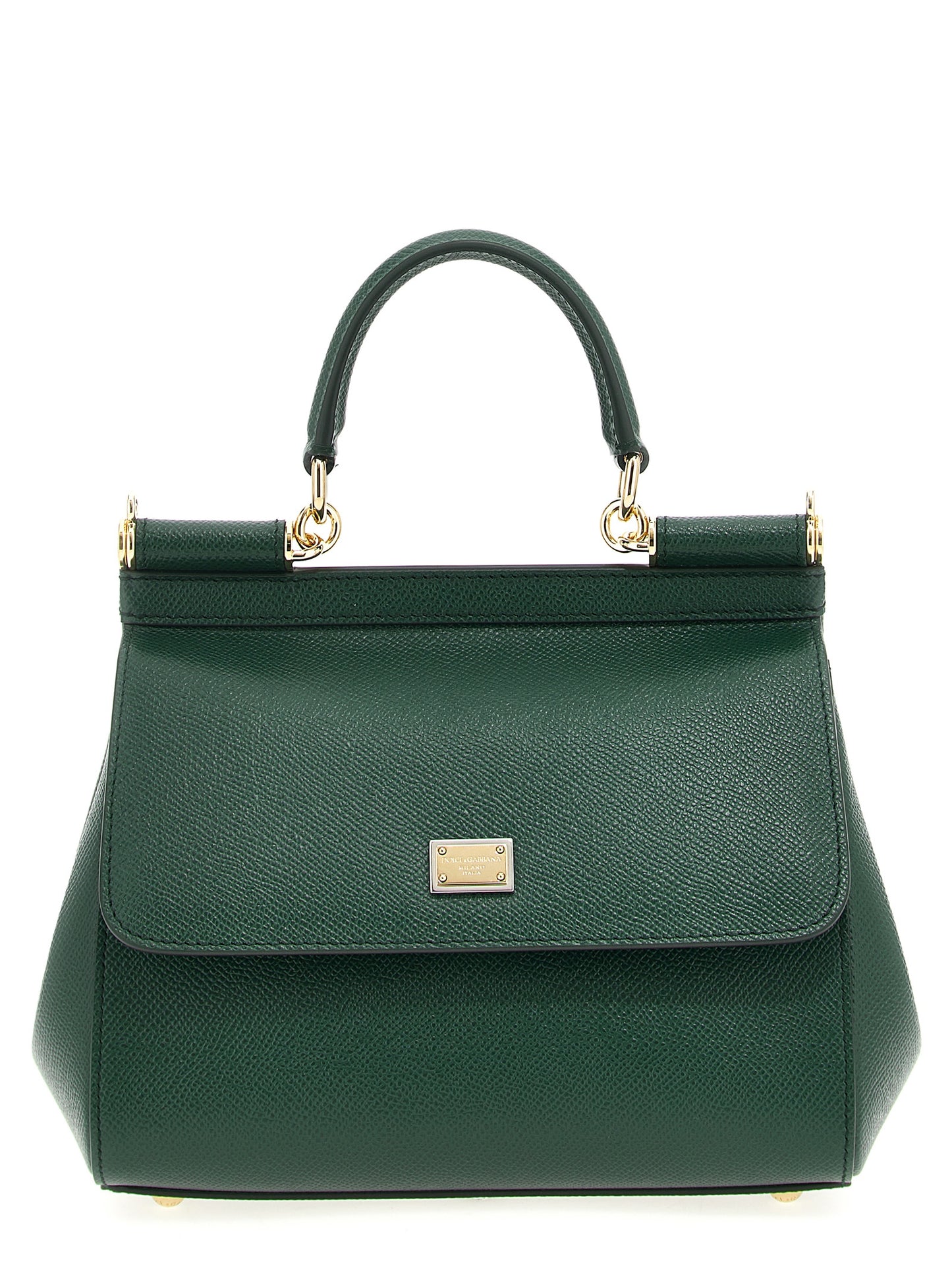 Flap Handbag by Dolce & Gabbana for women in calfskin leather bicolour & green features a ornamental silhouette, showcasing a secure snap & flap, ample , and ornamental shoulder-strap, adjustable-strap & handle for a sophisticated look.