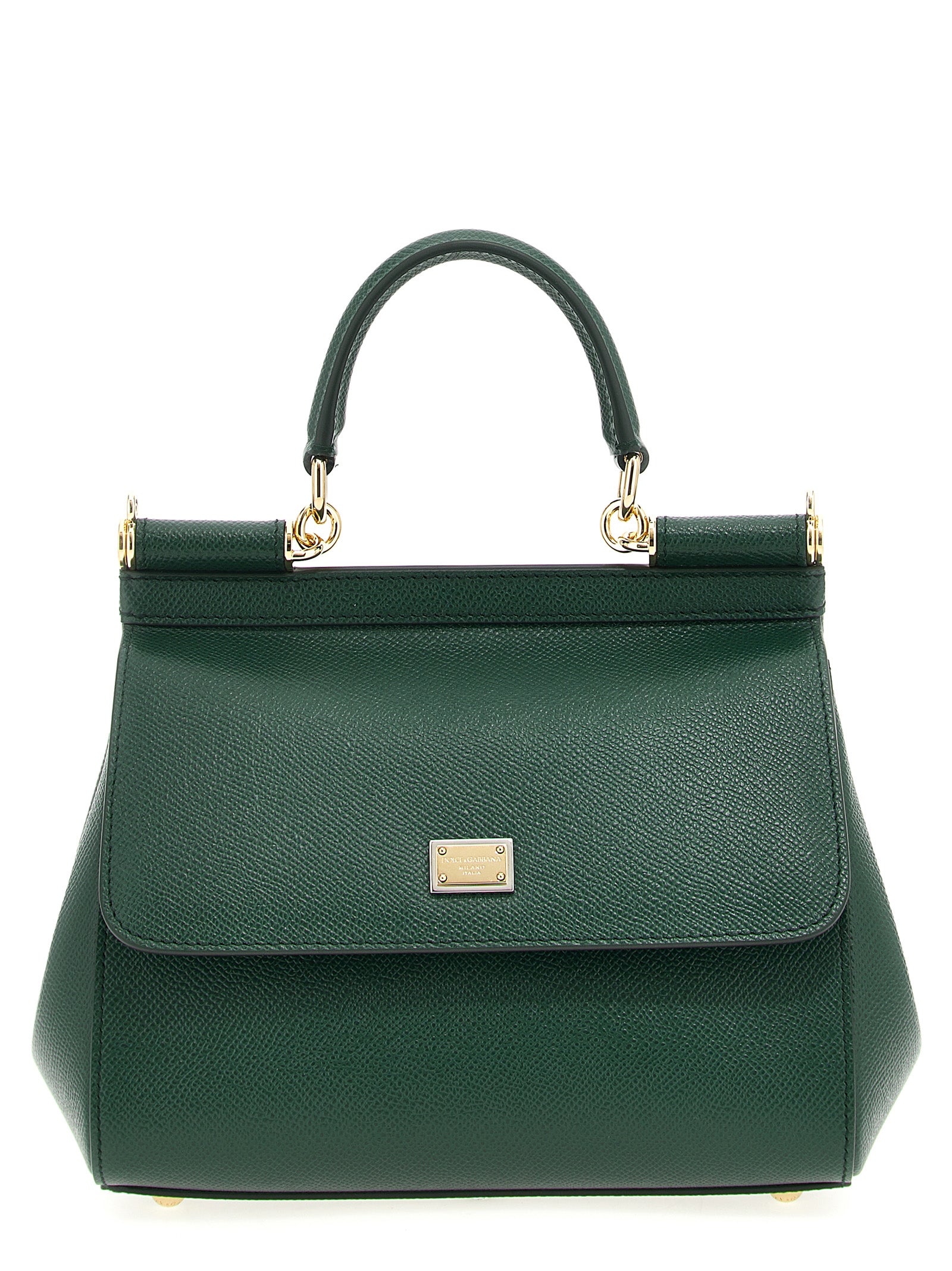 Flap Handbag by Dolce & Gabbana for women in calfskin leather bicolour & green features a ornamental silhouette, showcasing a secure snap & flap, ample , and ornamental shoulder-strap, adjustable-strap & handle for a sophisticated look.