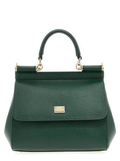 Flap Handbag by Dolce & Gabbana for women in calfskin leather bicolour & green features a ornamental silhouette, showcasing a secure snap & flap, ample , and ornamental shoulder-strap, adjustable-strap & handle for a sophisticated look.