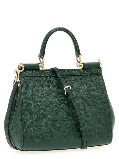 Flap Handbag by Dolce & Gabbana for women in calfskin leather bicolour & green features a refined silhouette, showcasing a secure snap & flap, organized , and versatile shoulder-strap, adjustable-strap & handle for a refined finish.