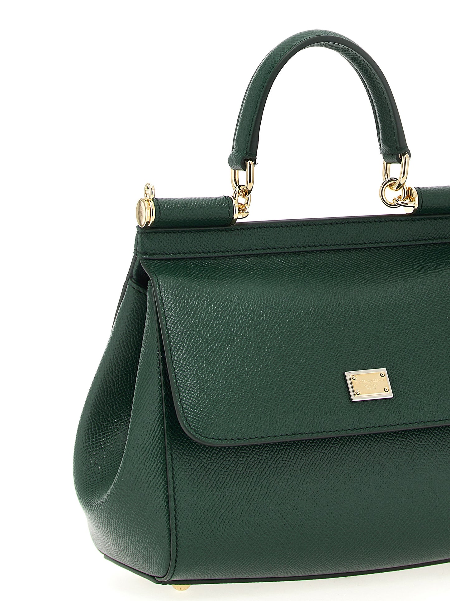 Flap Handbag by Dolce & Gabbana for women in calfskin leather bicolour & green features an refined silhouette, showcasing a secure snap & flap, ample , and versatile shoulder-strap, adjustable-strap & handle for a sophisticated refined aesthetic.