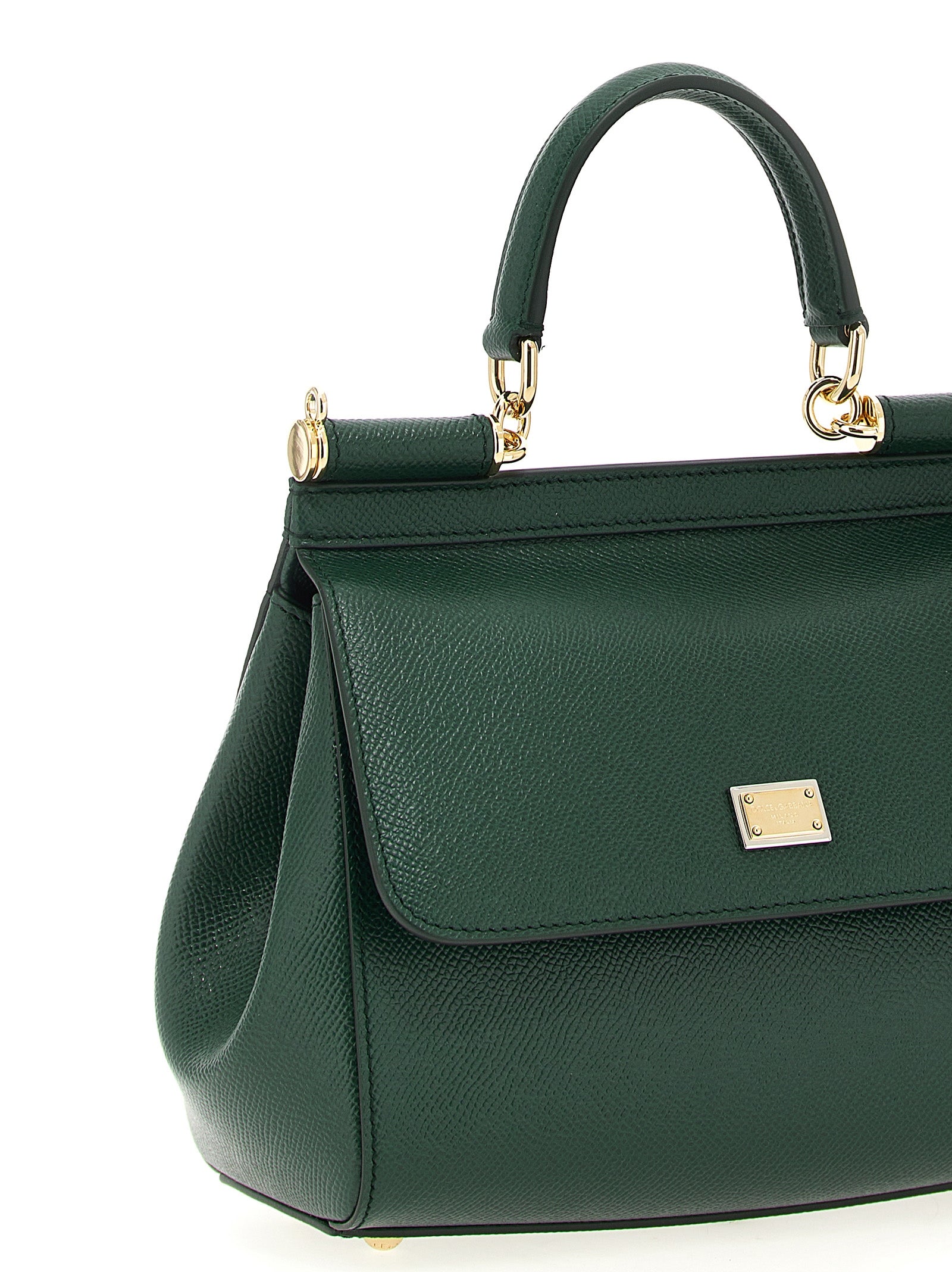Flap Handbag by Dolce & Gabbana for women in calfskin leather bicolour & green features an refined silhouette, showcasing a secure snap & flap, ample , and versatile shoulder-strap, adjustable-strap & handle for a sophisticated refined aesthetic.