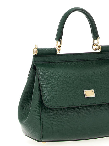Flap Handbag by Dolce & Gabbana for women in calfskin leather bicolour & green features an refined silhouette, showcasing a secure snap & flap, ample , and versatile shoulder-strap, adjustable-strap & handle for a sophisticated refined aesthetic.