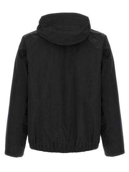 Hooded Windbreaker Jacket by Arc'teryx Veilance for men in nylon & silicone black features an stylish silhouette, showcasing a sophisticated hooded neckline and performance-driven lightweight, pockets, hooded & windproof for a premium, stylish look.