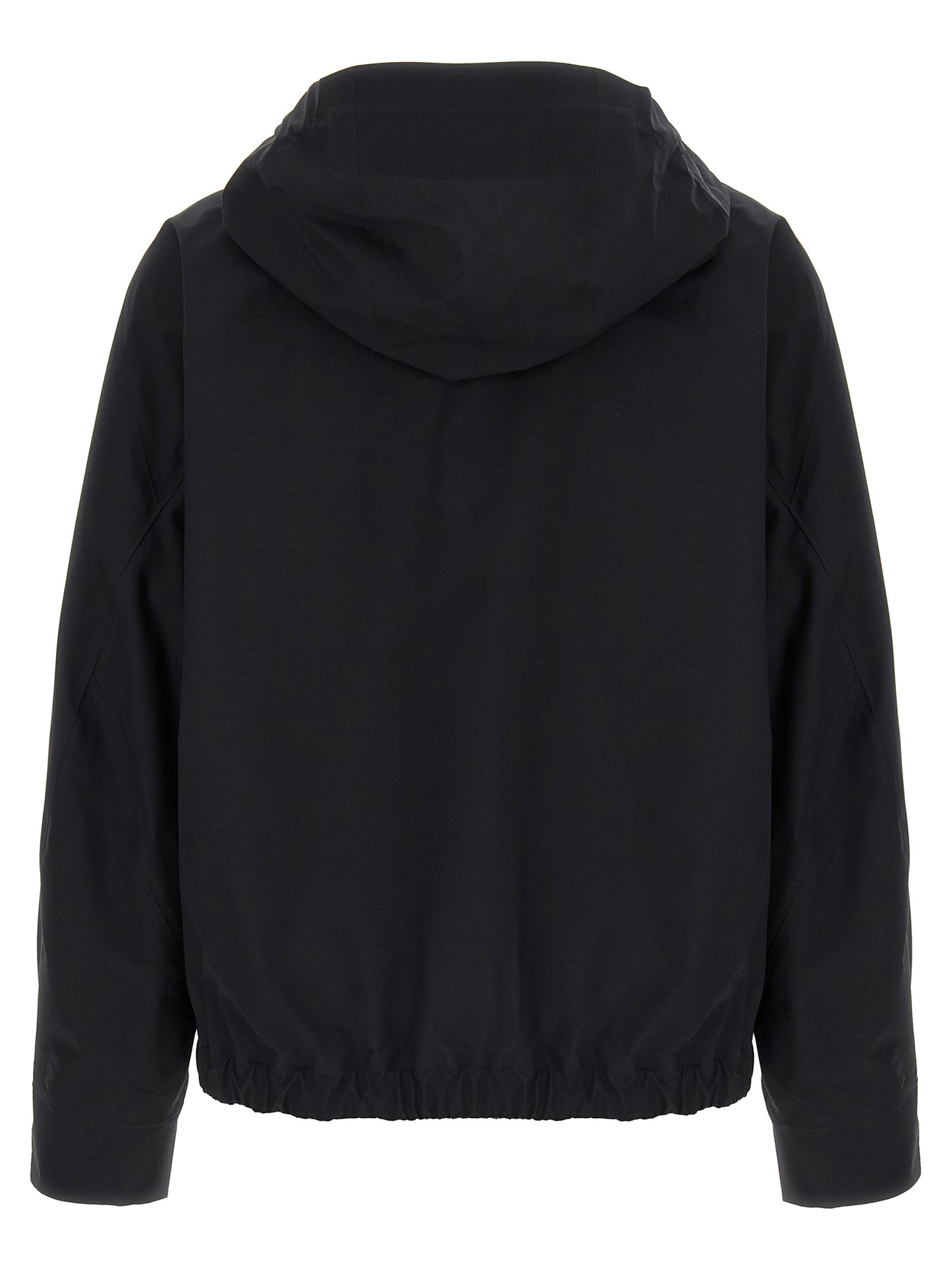 Hooded Windbreaker Jacket by Arc'teryx Veilance for women in nylon & silicone black presents a resilient silhouette, artfully detailed with a sophisticated hooded neckline and functional water-resistant, windproof, lightweight, pockets & hooded for a resilient finish.